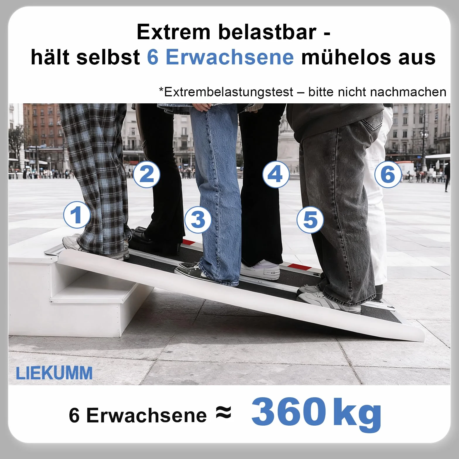 LIEKUMM Rampa dla wózków inwalidzkich 91 cm, bardzo szeroka, aluminiowa rampa dla wózków inwalidzkich, nośność 300 kg, składana, na schody, schody, krawężniki, rampa progowa do elektrycznego wózka