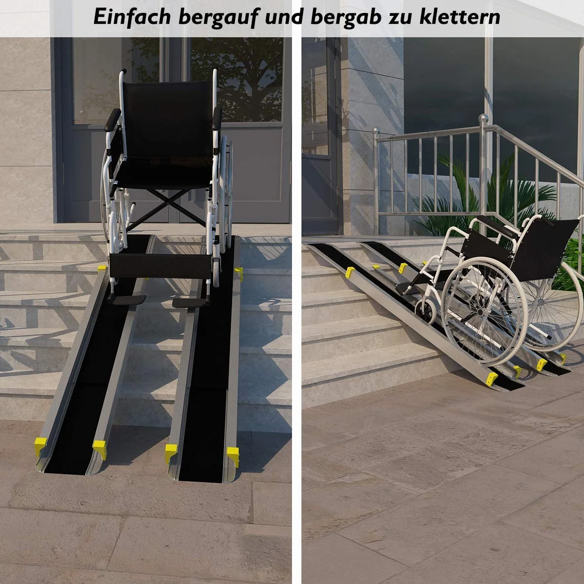 COSTWAY 2 x rampa dla wózków inwalidzkich do 270 kg, 91,5-152,5 cm, teleskopowa rampa z antypoślizgowym powłokiem, para teleskopowych ramp aluminiowych, najazdowa szyna antypoślizgowa, rampa ładunkowa