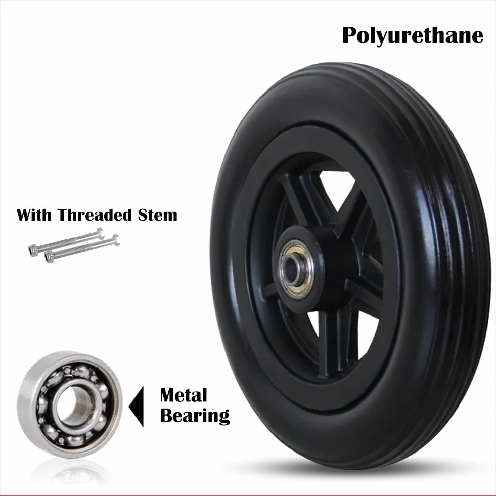 1 Pair 6/7/8 Wheelchair Front Wheel Replacement Parts, calowe Wear-Resistant Solid Casters, Nadaje się do Wózków Niepełnosprawnych dla Osób opon do Przednie Koła(Noir,6inch)