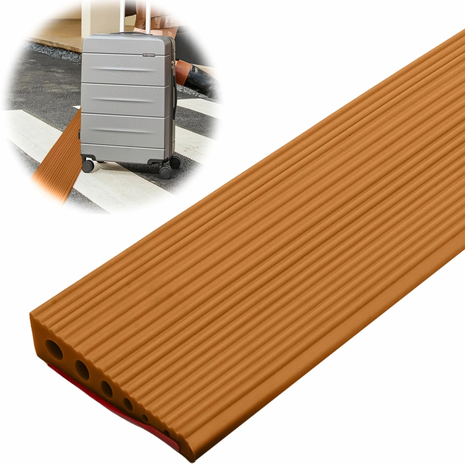 Rampa progowa, rampa do wózków inwalidzkich z PVC, antypoślizgowa powierzchnia, 100x10x2,5 cm, gumowa rampa progowa, rampa najazdowa, rampa progowa do wózków inwalidzkich, wózków dziecięcych