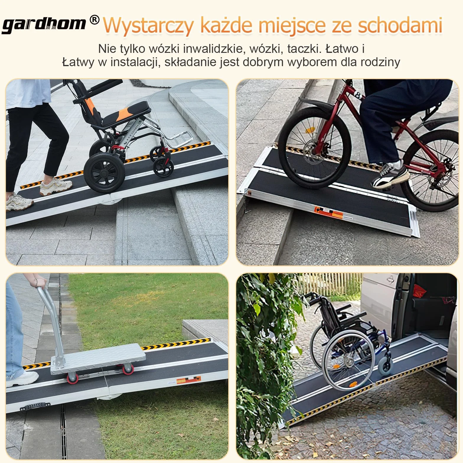 gardhom rampa do wózków inwalidzkich, 213,5 cm, maks. nośność 362 kg, antypoślizgowa, aluminiowa, składana rampa dla wózków inwalidzkich lub chodzików, rampa progowa do schodów domowych, drzwi