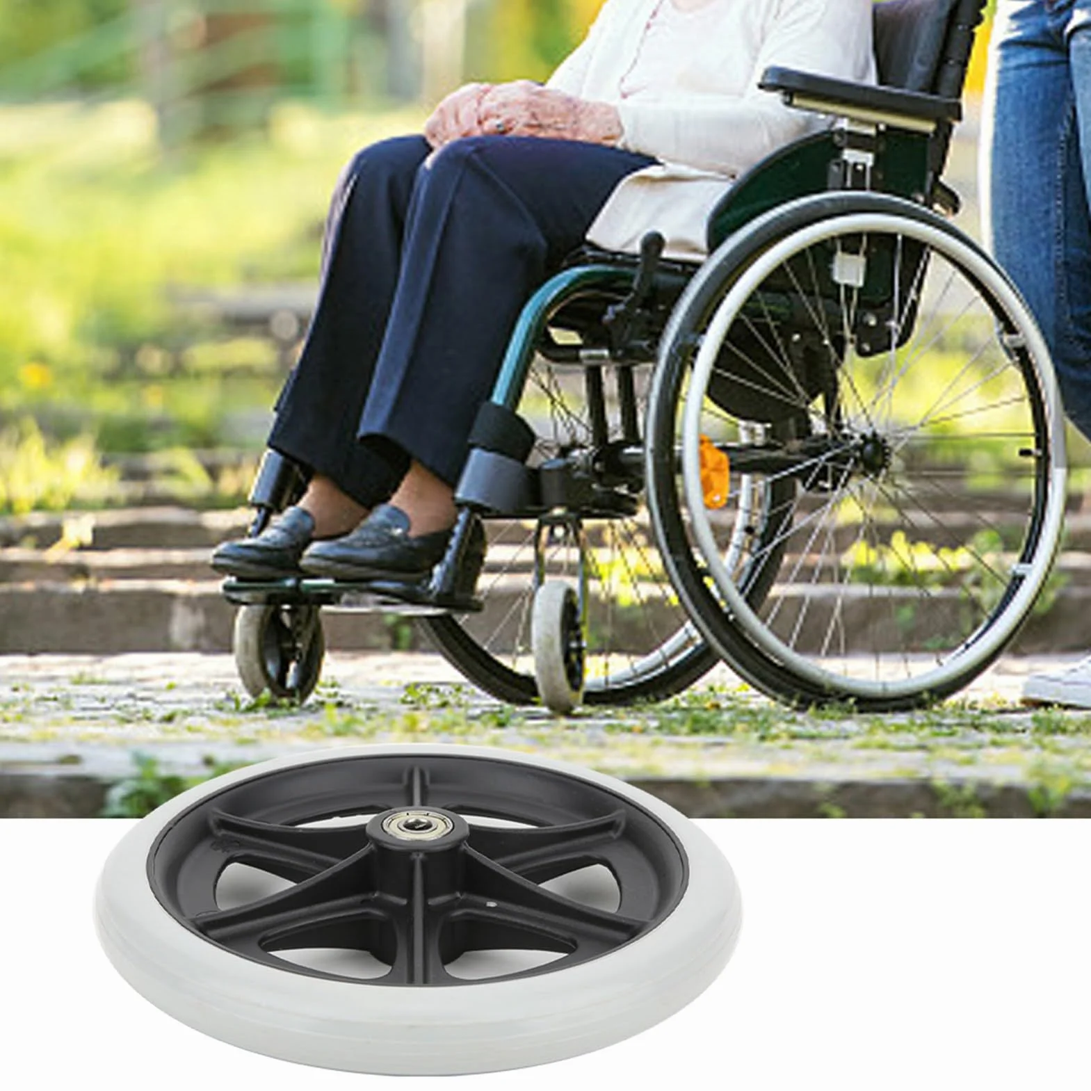 20 cm wózek inwalidzki przednie koło antypoślizgowe gumowe części zamienne wózki inwalidzkie kółka spacerowe