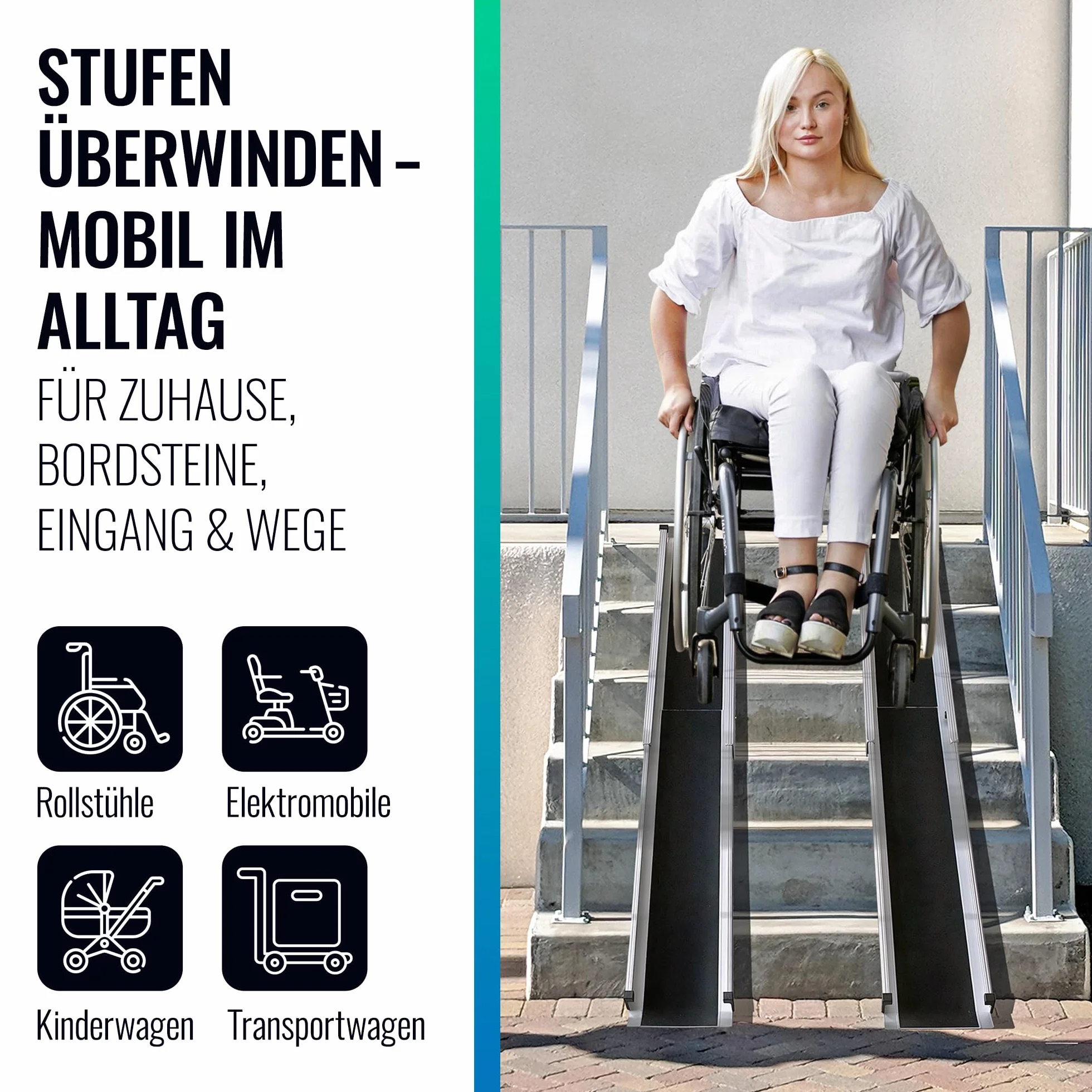 Aluminiowa rampa dla wózków inwalidzkich, składana, teleskopowa, rampa dla wózków inwalidzkich, 270 cm