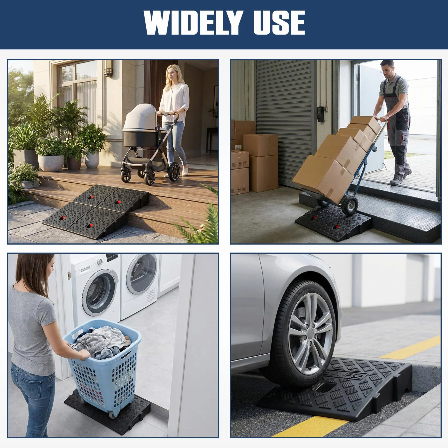 2szt Rampy krawężnikowe, 25×27×7cm rampy dla wózków inwalidzkich, rampy progowe do drzwi, przenośne rampy krawężnikowe do skuterów mobilnych, pojazdów samochodowych, podjazdów, ze śrubami