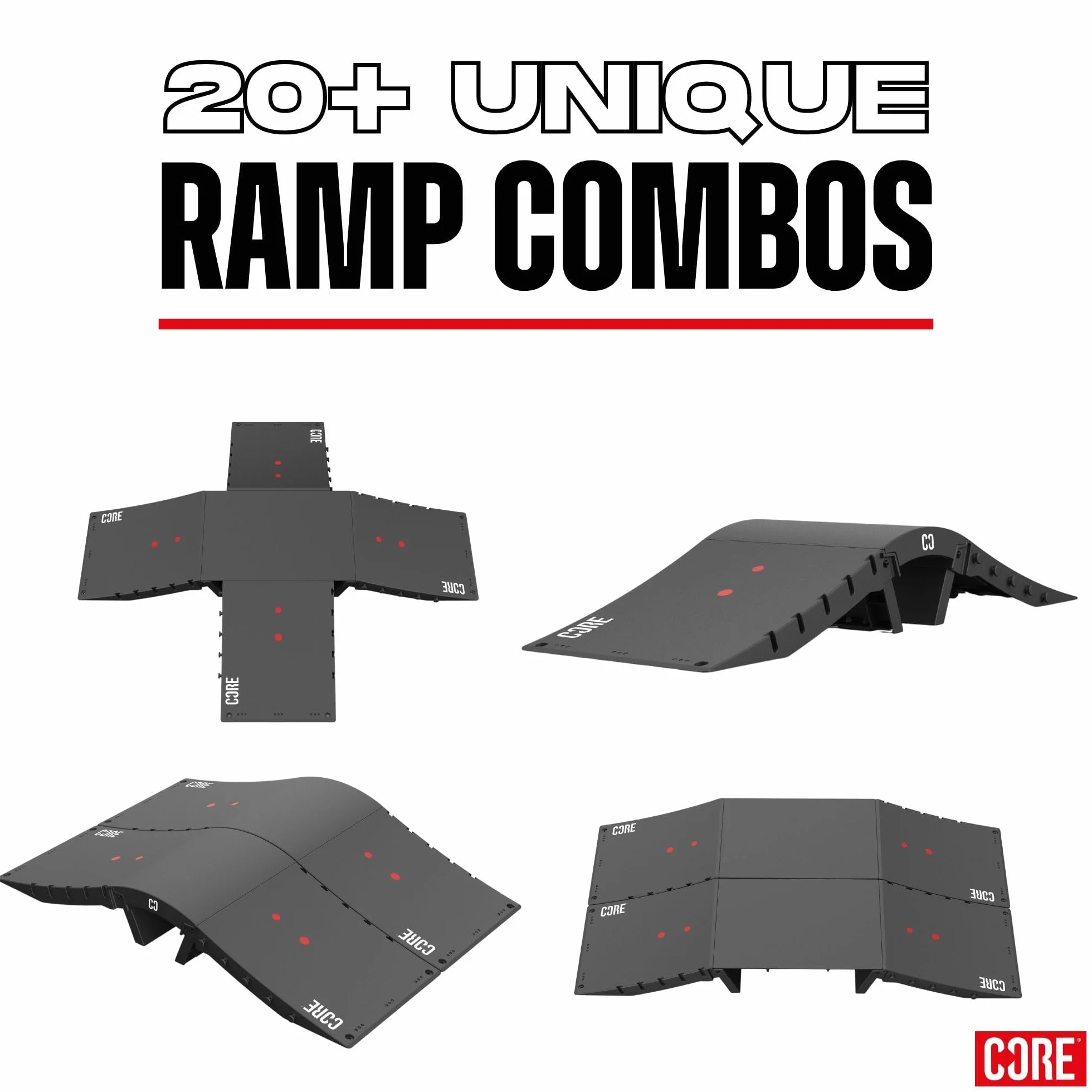 CORE Rampa do jazdy na deskorolce dla dzieci, mini kicker, rampa, deskorolka, BMX, RC, składany rower, lekka i przenośna hulajnoga kaskaderska z gumowymi nóżkami