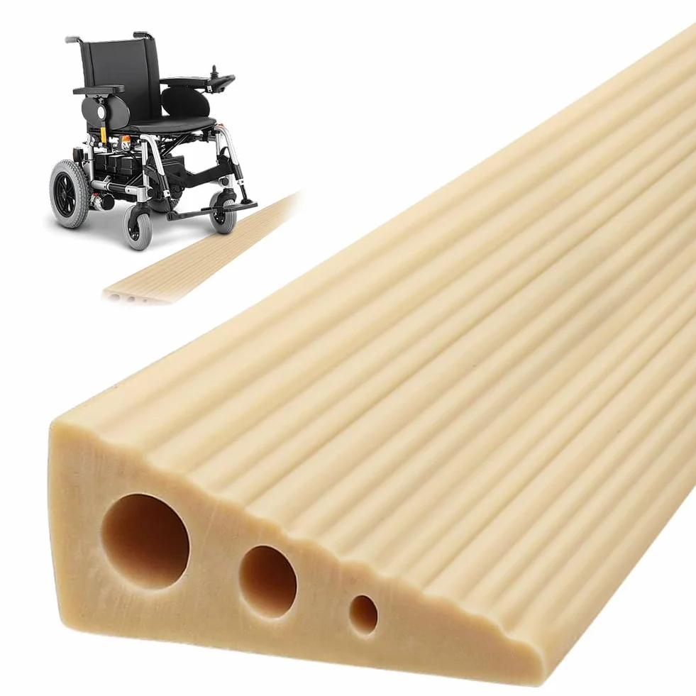 Rampa progowa 2,5 x 6,5 x 100 cm, samoprzylepna, antypoślizgowa, gumowa, na wózek inwalidzki, rollator, skuter, drzwi lub łazienki, brązowa
