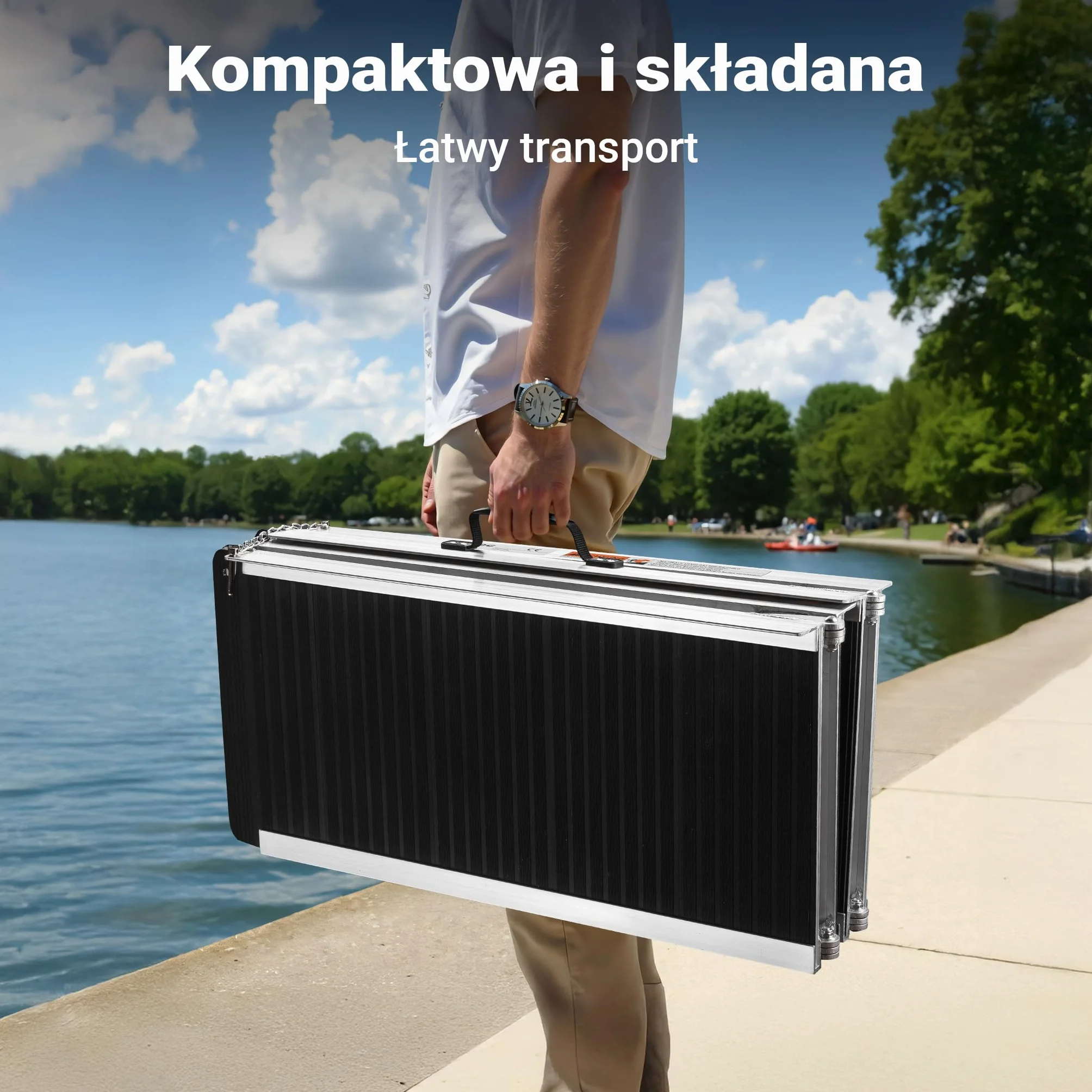 Wiltec Składana rampa najazdowa dla wózków inwalidzkich 244 cm, mobilna rampa podjazdowa do 270 kg, aluminiowa antypoślizgowa rampa załadunkowa