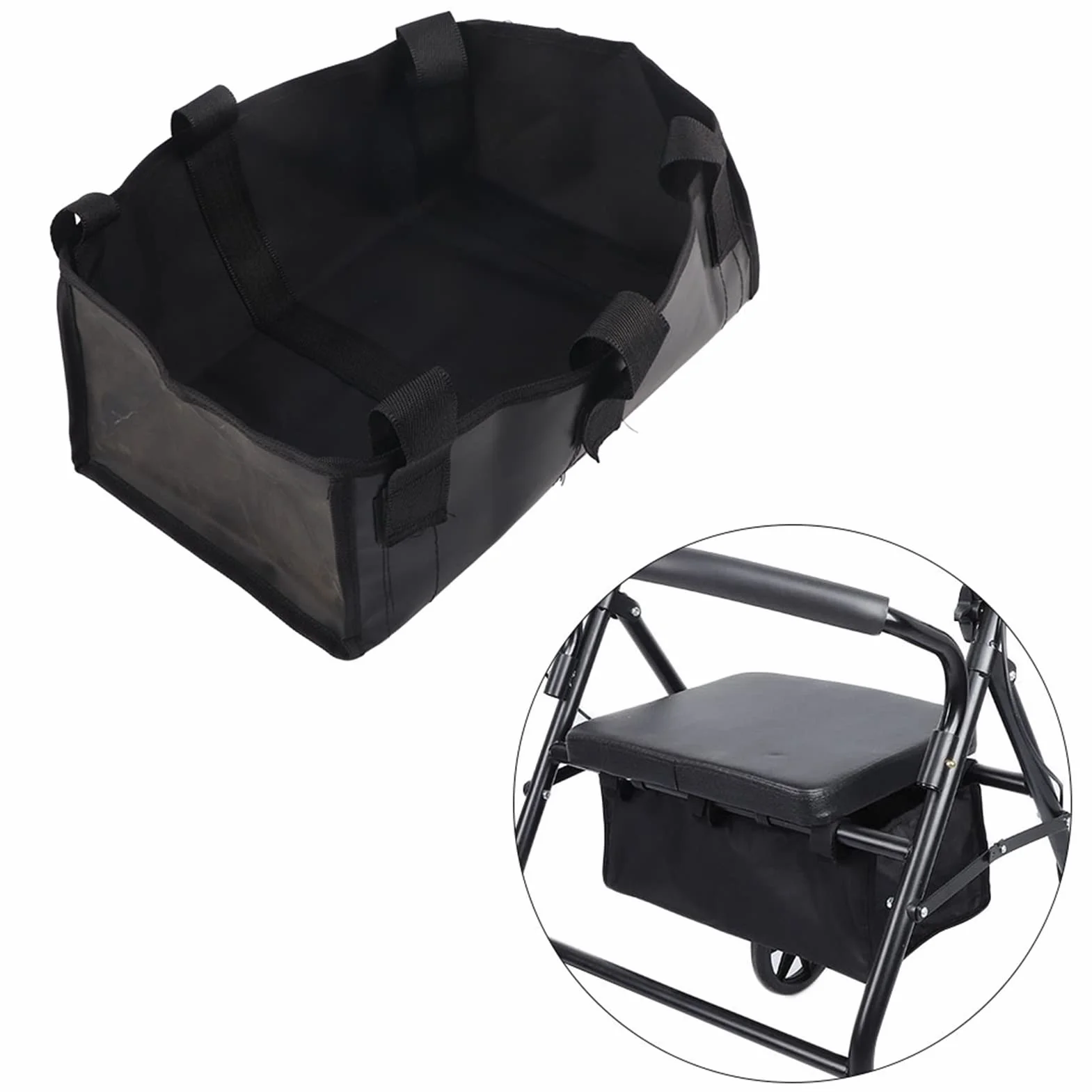 Torba na siedzisko, rollator, chodzik, akcesoria, materiałowy organizer, torba do przechowywania, duża regulowana torba do przenoszenia, kosz wielokrotnego użytku, wkładka do przenoszenia dla kobiet, mężczyzn, seniorów