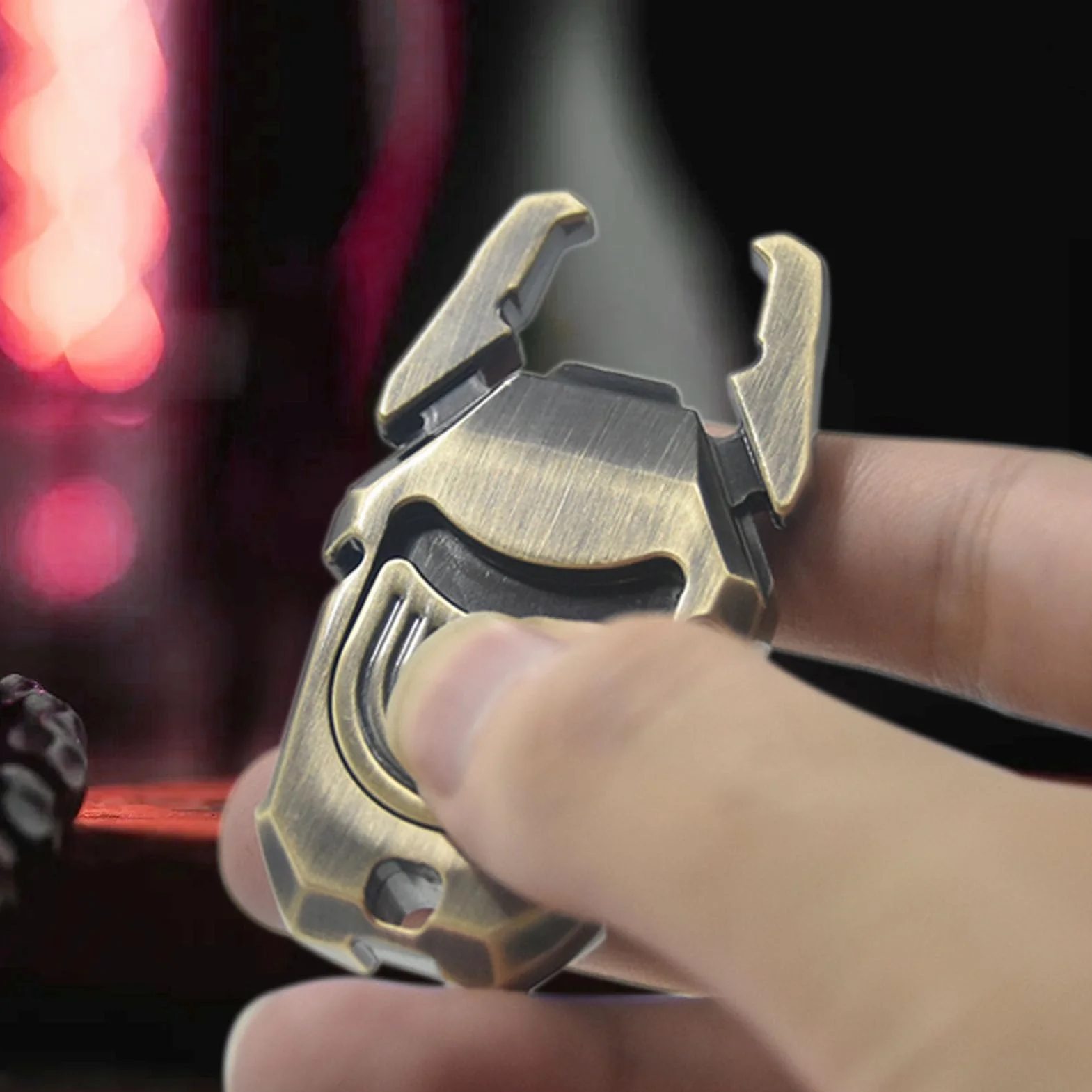 RIZGHWOY Metalowy Otwieracz do Butelek Zabawka z Suwakiem, Karta Push Card Fidget Zabawka dla Dorosłych Kieszonkowy Gadżet Antystresowy do Podróży w Domu (Brązowy)