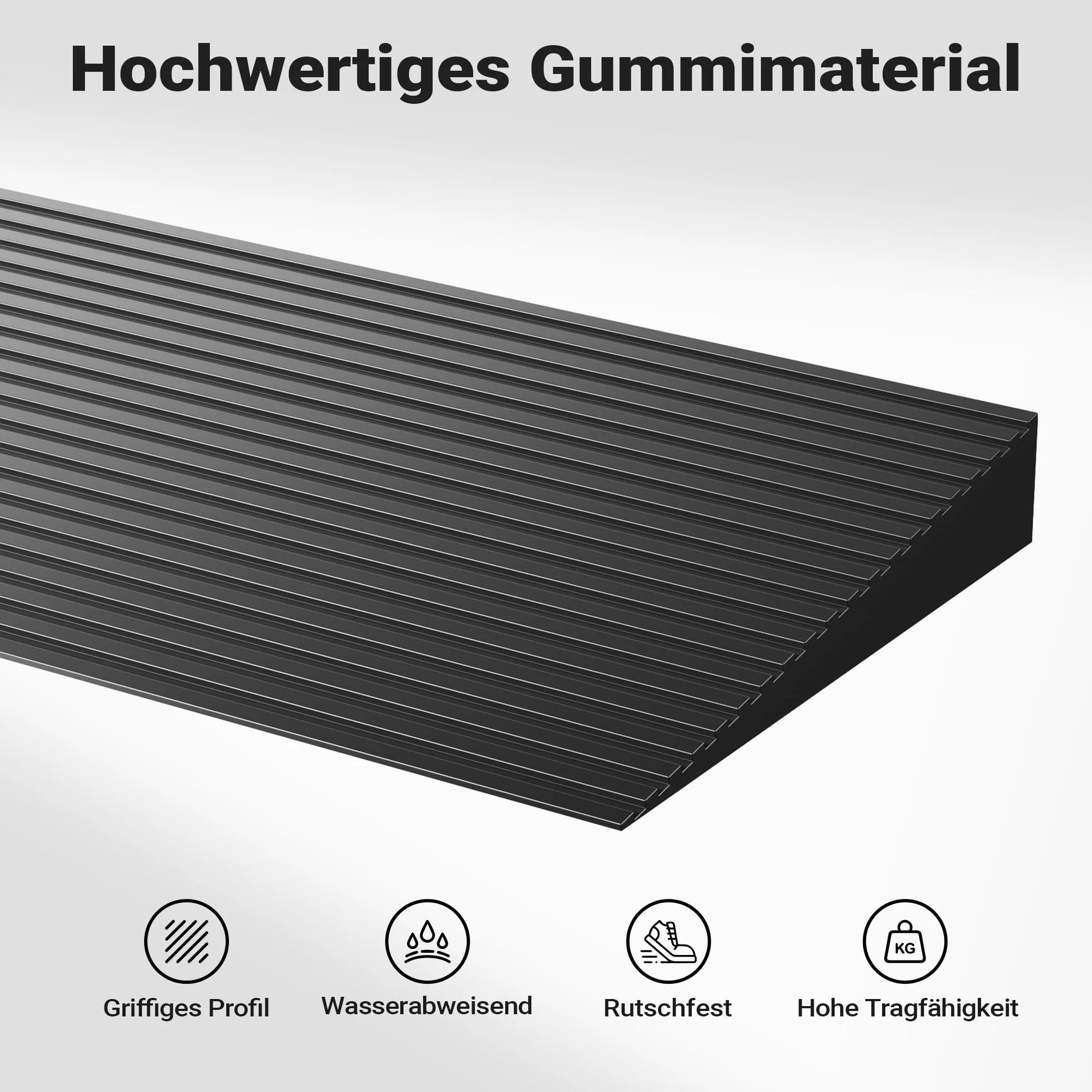 Wiltec Rampa progowa o wymiarach 25 x 150 x 900 mm, z solidnej gumy i antypoślizgową powierzchnią, dla wózków dziecięcych i inwalidzkich