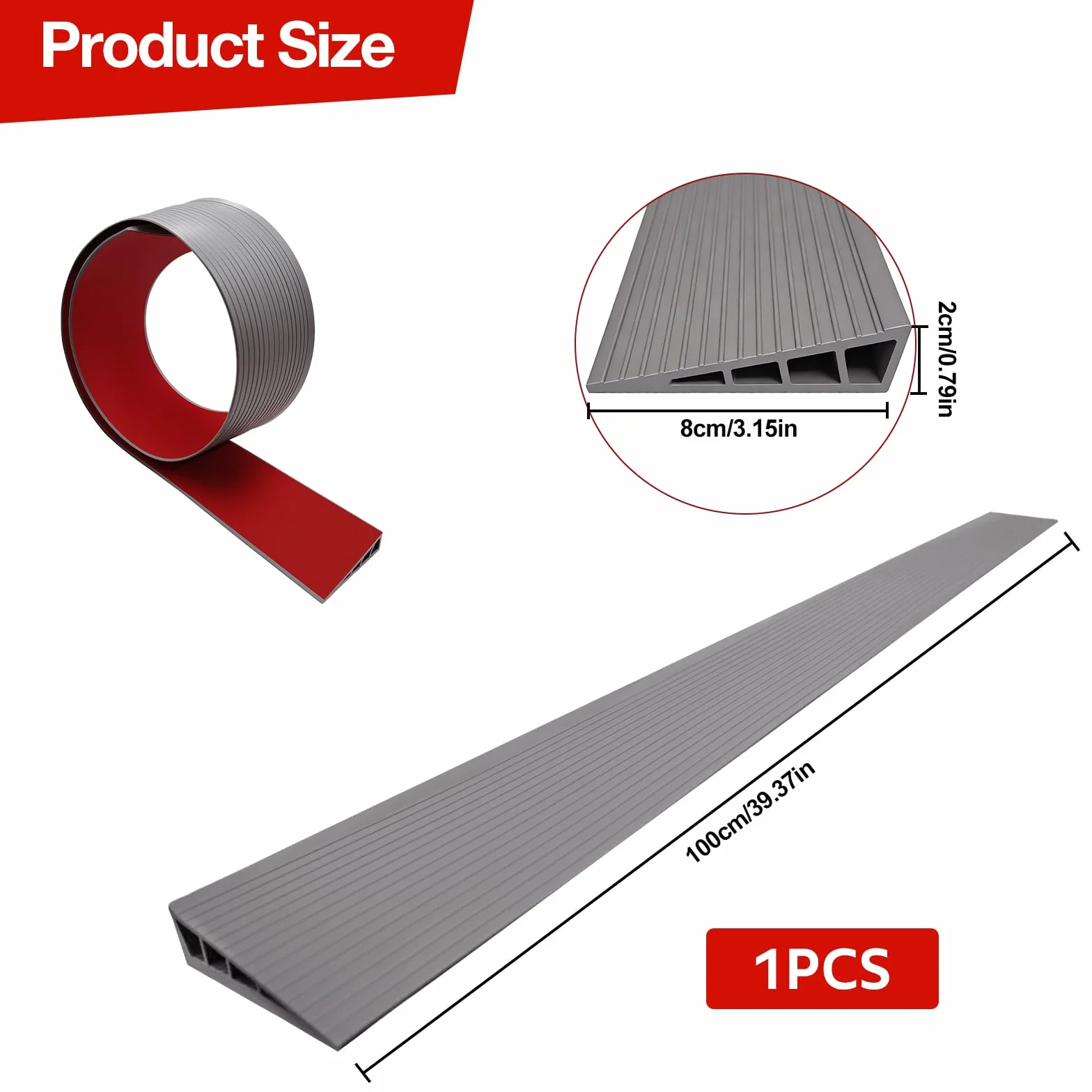 Rampa progowa do drzwi, rampa progowa 100×8×2cm, rampy progowe do drzwi, rampa dla wózków inwalidzkich z PVC profil przejściowy samoprzylepny, rampa progowa dla robota odkurzającego, wózka dziecięcego