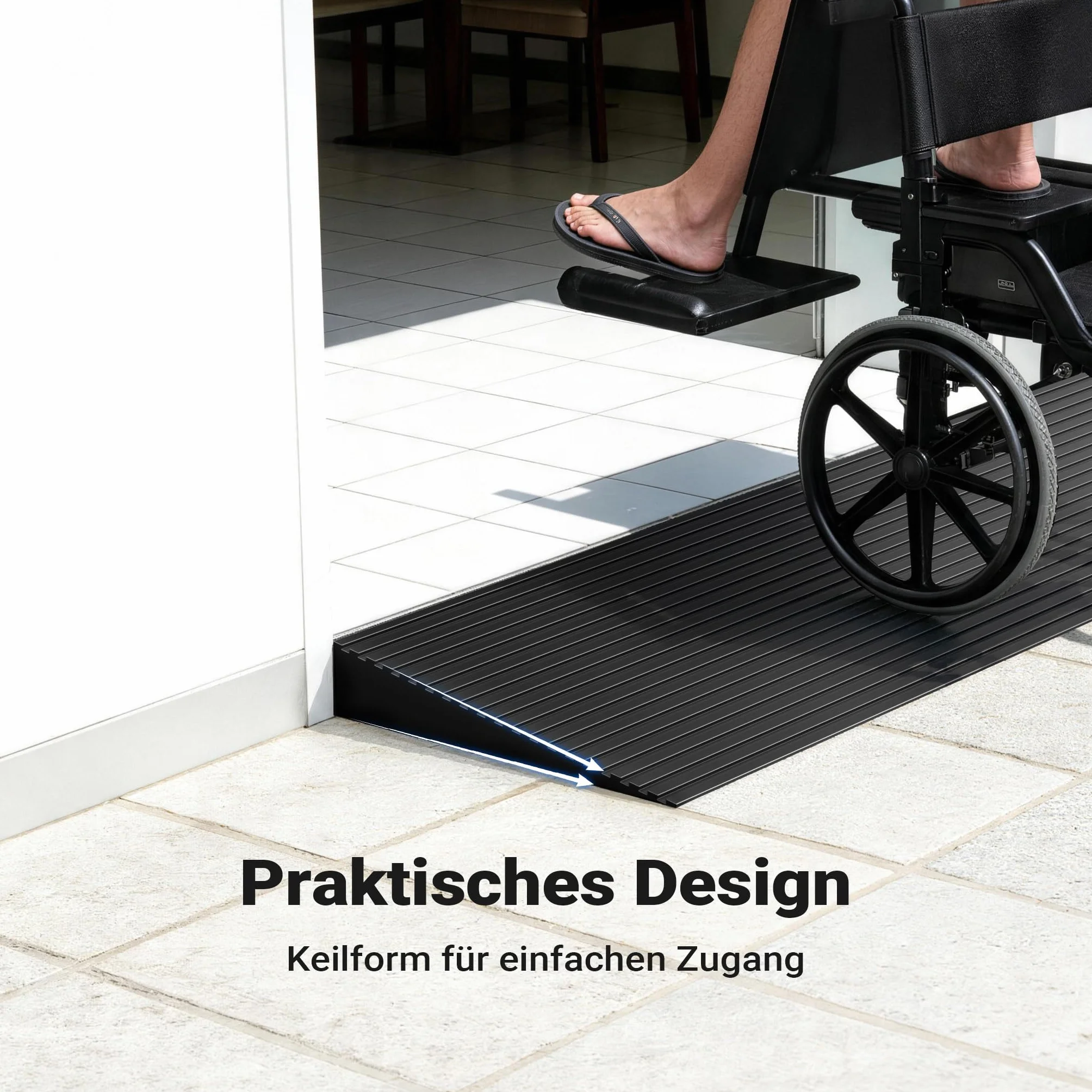 Wiltec Rampa progowa o wymiarach 25 x 150 x 900 mm, z solidnej gumy i antypoślizgową powierzchnią, dla wózków dziecięcych i inwalidzkich