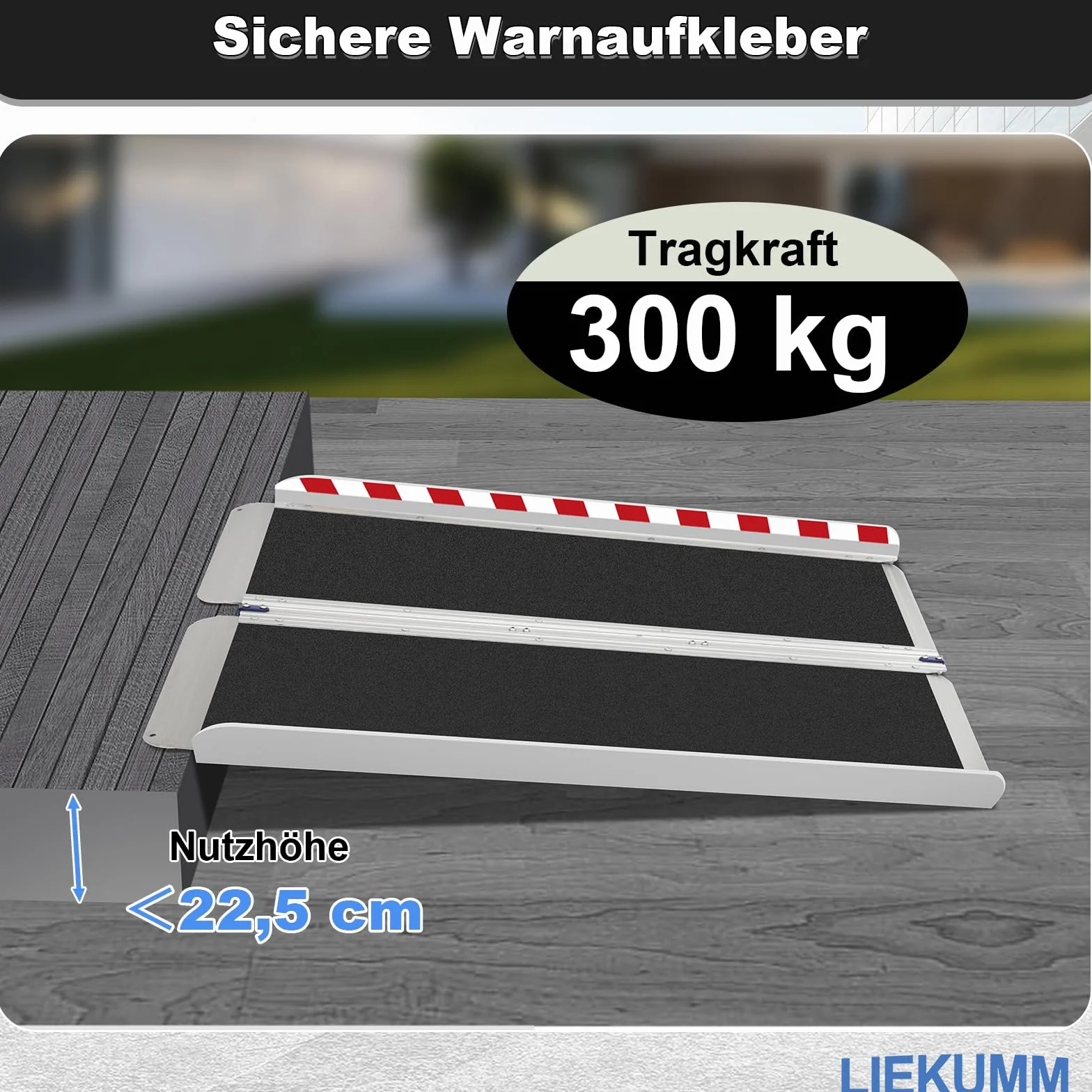 LIEKUMM Rampa dla wózków inwalidzkich 91 cm, bardzo szeroka, aluminiowa rampa dla wózków inwalidzkich, nośność 300 kg, składana, na schody, schody, krawężniki, rampa progowa do elektrycznego wózka