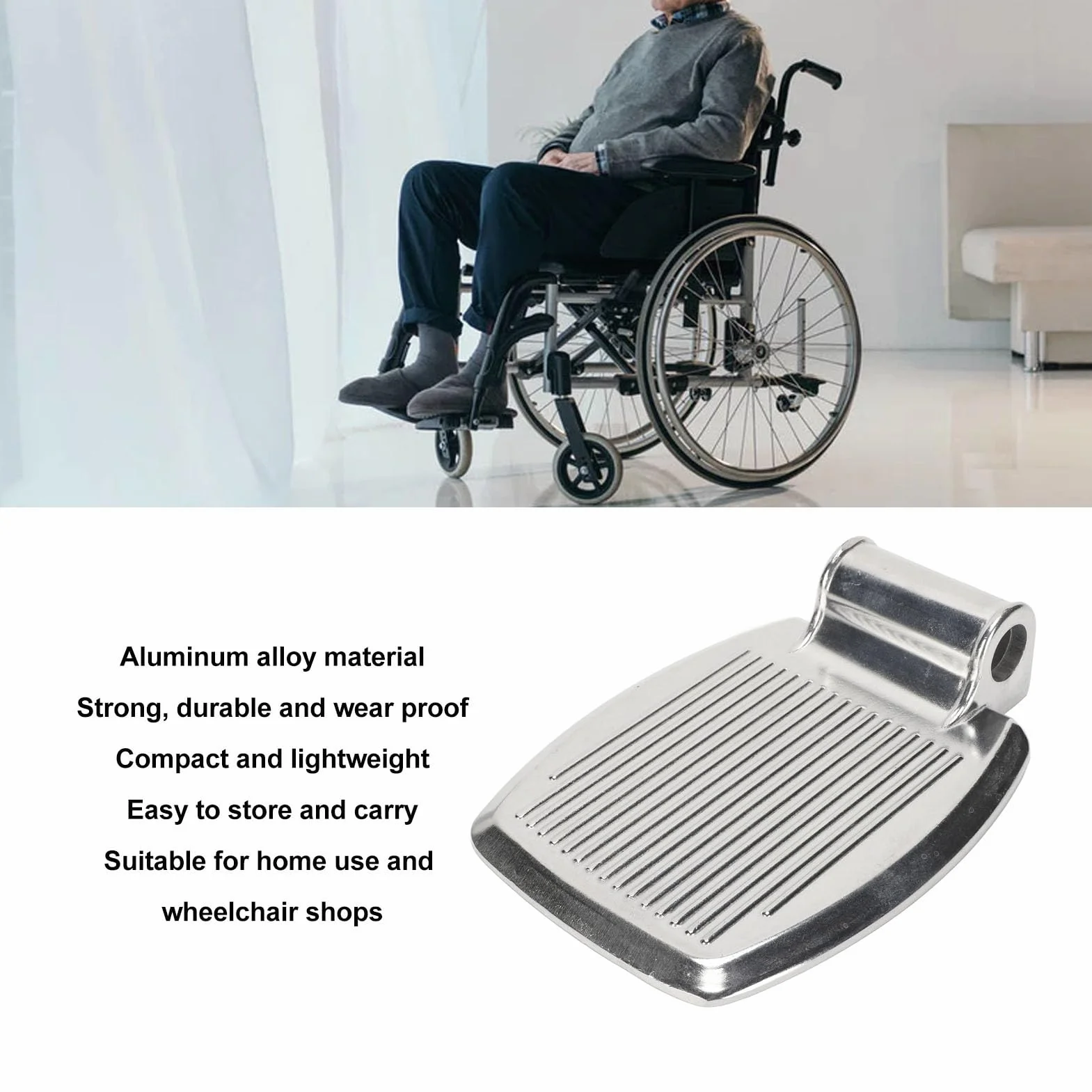 Podnóżek do wózka inwalidzkiego, nożny do wózka inwalidzkiego o wysokiej wytrzymałości stop aluminium odporny na zużycie podnóżek wózka inwalidzkiego