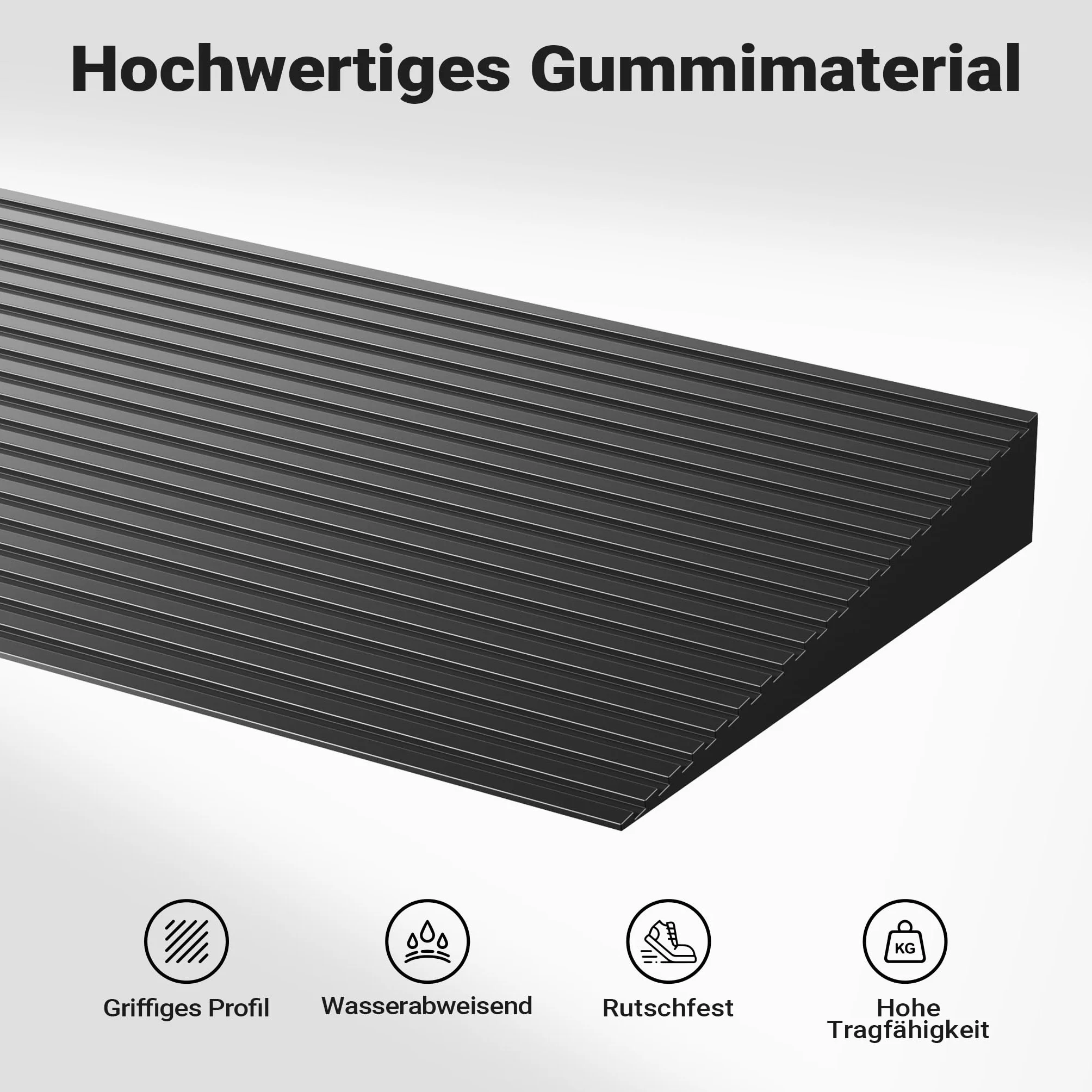 Wiltec Rampa progowa o wymiarach 20 x 150 x 900 mm, z solidnej gumy i antypoślizgową powierzchnią, dla wózków dziecięcych i inwalidzkich