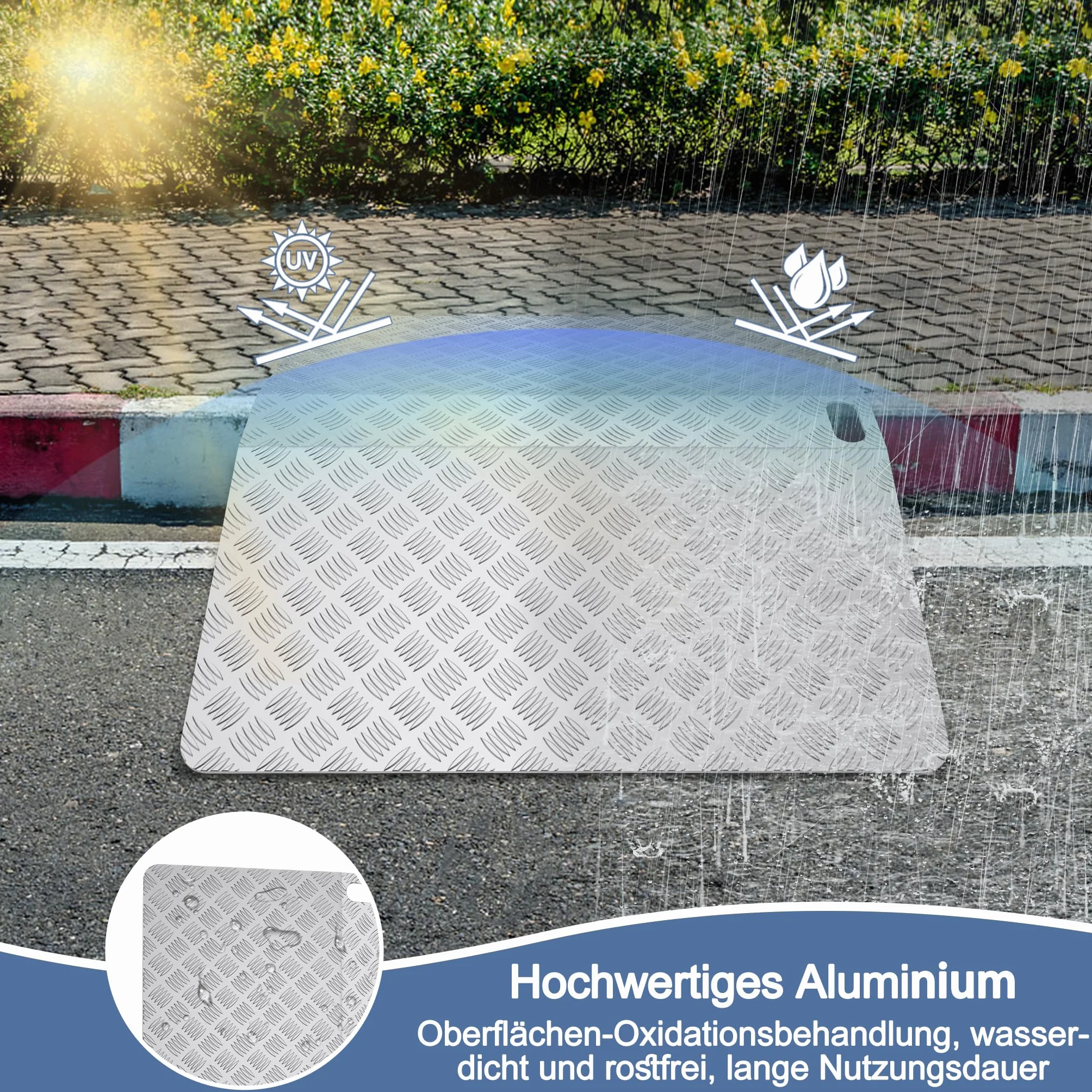 UISEBRT Rampa progowa Rampa dla wózków inwalidzkich Rampa progowa, Aluminiowa rampa dla wózków inwalidzkich, Mostek progowy antypoślizgowy przenośna z uchwytami, Nośność 270 kg (60 x 70 x 10 cm)