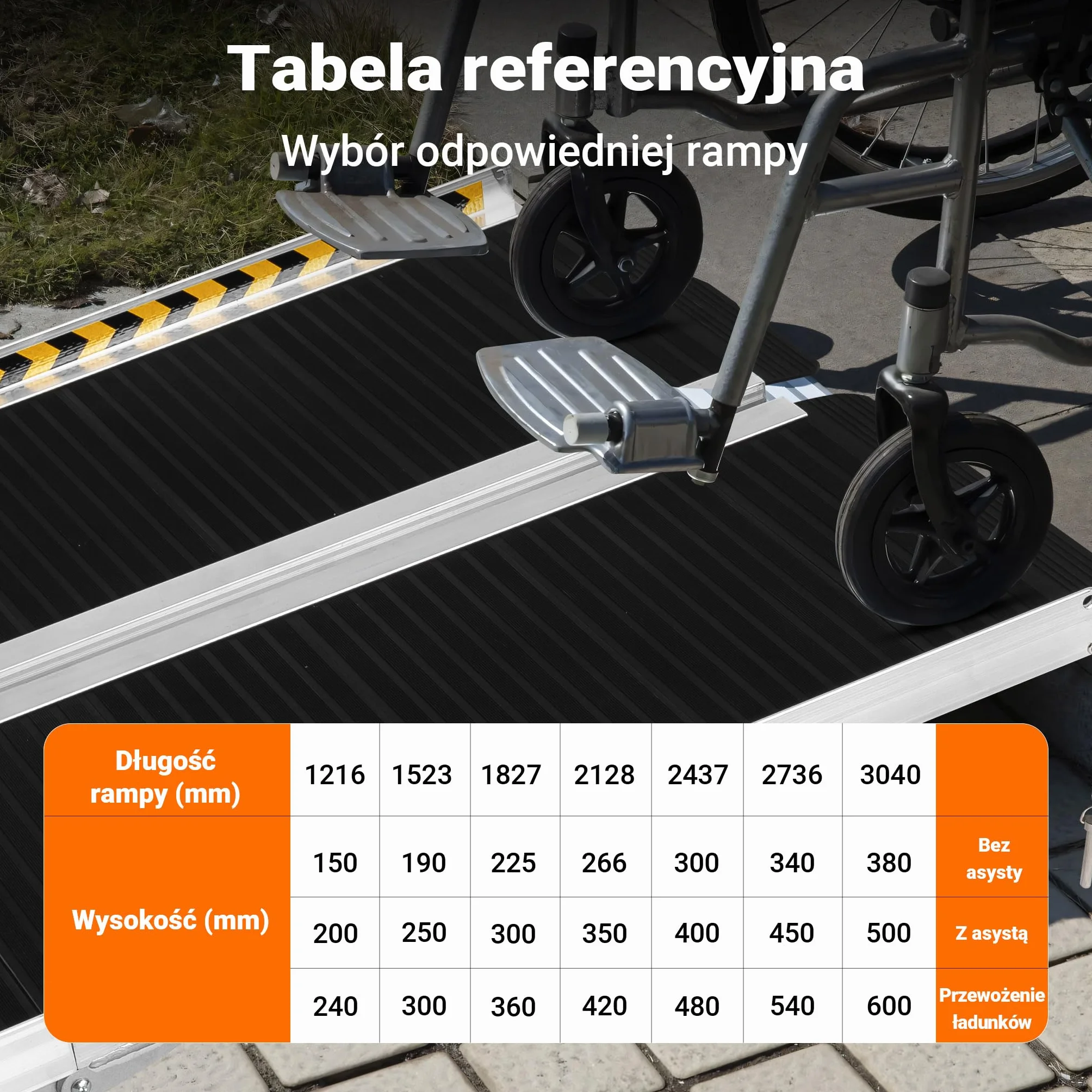 Wiltec Składana rampa najazdowa dla wózków inwalidzkich 244 cm, mobilna rampa podjazdowa do 270 kg, aluminiowa antypoślizgowa rampa załadunkowa