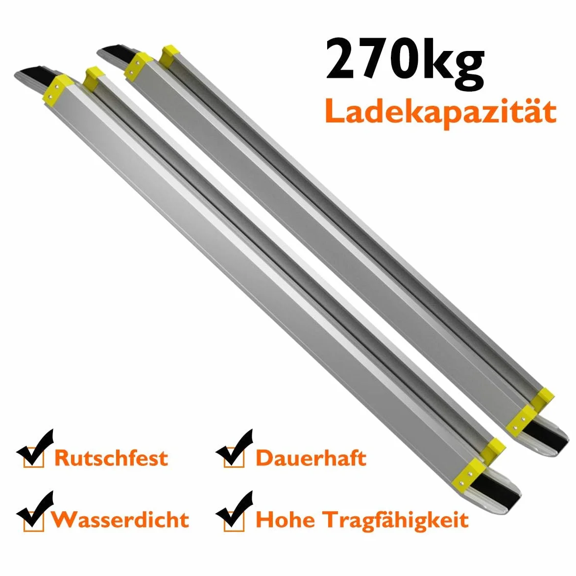 COSTWAY 2 x rampa dla wózków inwalidzkich do 270 kg, 91,5-152,5 cm, teleskopowa rampa z antypoślizgowym powłokiem, para teleskopowych ramp aluminiowych, najazdowa szyna antypoślizgowa, rampa ładunkowa