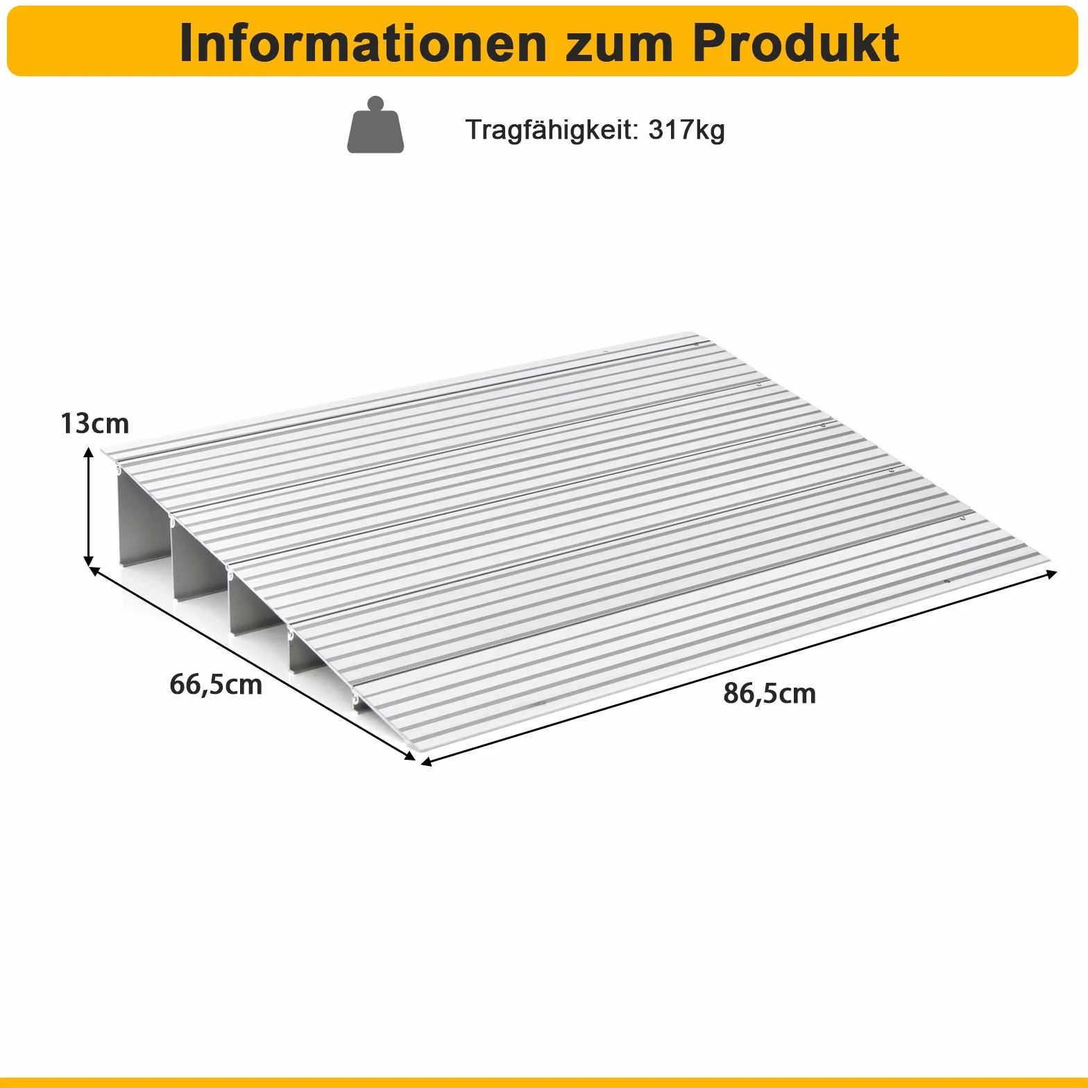 COSTWAY Aluminiowa rampa progowa dla wózków inwalidzkich, z regulowaną konstrukcją rampy i nośnością 317 kg, antypoślizgowa rampa do wózka inwalidzkiego, wózek dziecięcy (wysokość 13 cm)