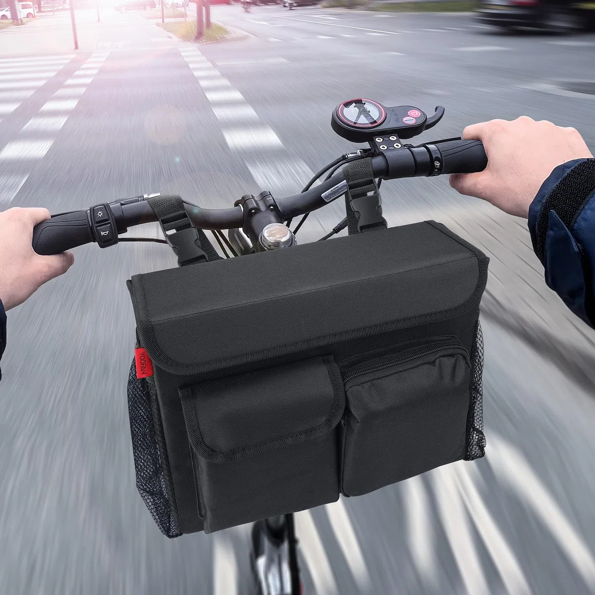 YOOFAN Torba na hulajnogę – wygodny organizator z kieszenią na laptopa 14 calowego i uchwytami dla kubków