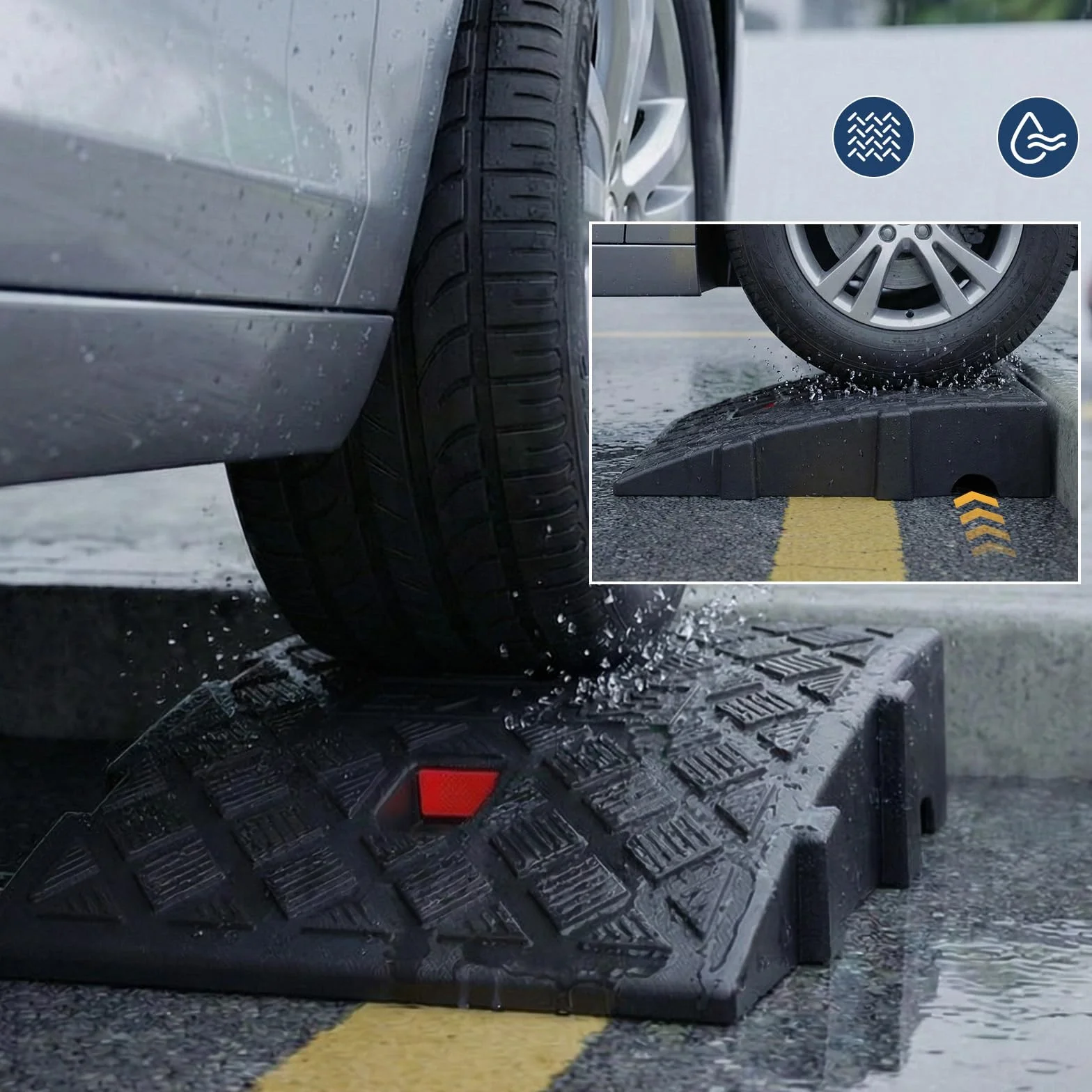 2szt Rampy krawężnikowe, 25×27×7cm rampy dla wózków inwalidzkich, rampy progowe do drzwi, przenośne rampy krawężnikowe do skuterów mobilnych, pojazdów samochodowych, podjazdów, ze śrubami