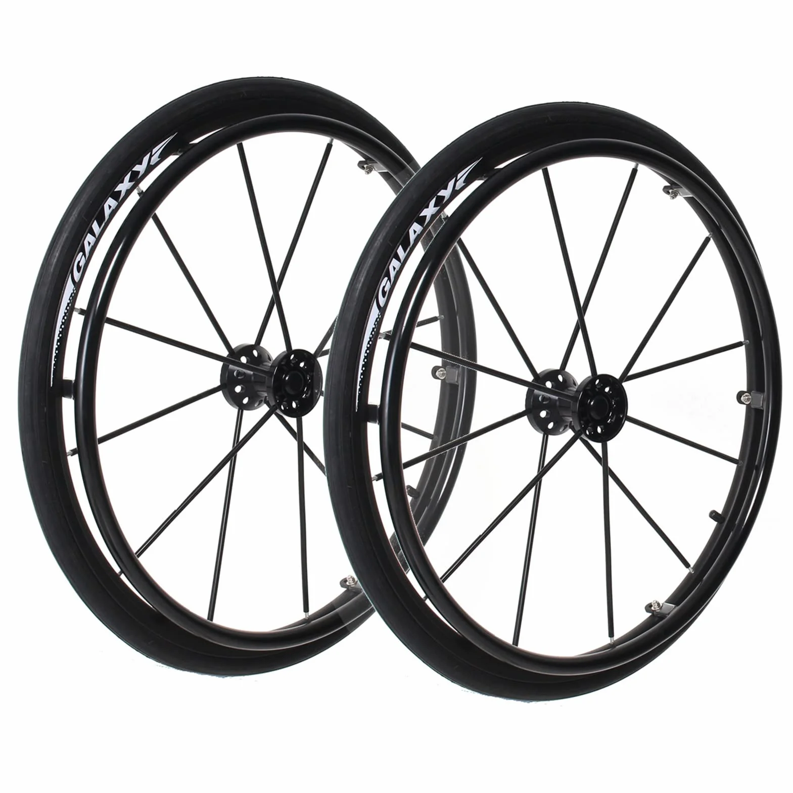 24-calowe tylne koła do wózka inwalidzkiego, koło zapasowe do wózka inwalidzkiego, koło pneumatyczne do szpitala, wiadro aluminiowe, 2 szt. (Color : Black)