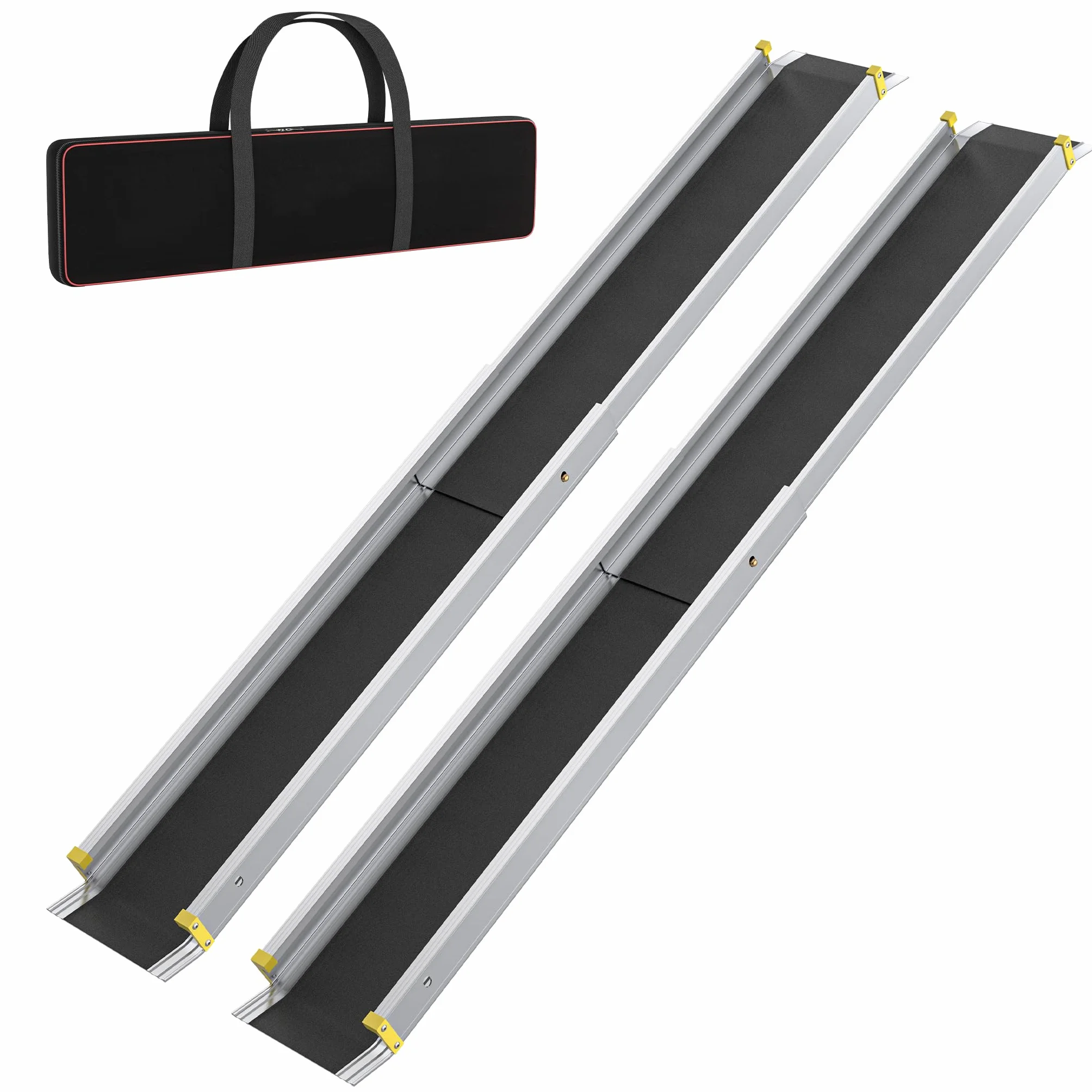 FIVMEN 2X Teleskopowa rampa dla wózków inwalidzkich 91-153 cm, aluminiowa, rampa dla wózków, udźwig 300 kg, teleskopowa, rampa najazdowa, rampa ładunkowa, regulowana, przenośna, dla wózków