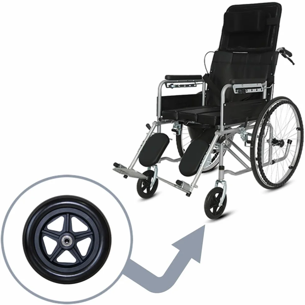 1 Pair 6/7/8 Wheelchair Front Wheel Replacement Parts, calowe Wear-Resistant Solid Casters, Nadaje się do Wózków Niepełnosprawnych dla Osób opon do Przednie Koła(Noir,6inch)