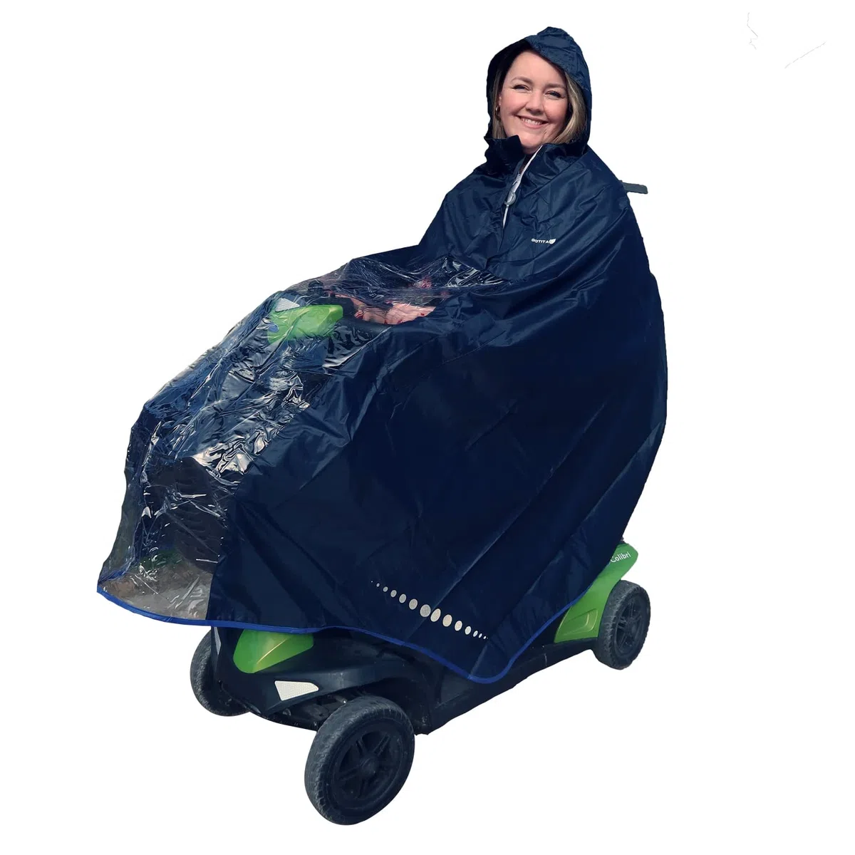 Wodoodporny poncho do elektrycznego wózka inwalidzkiego/skutera - elektryczny płaszcz przeciwdeszczowy dla wózków inwalidzkich - Rozmiar elektryczny/skuter L (Granatowy)