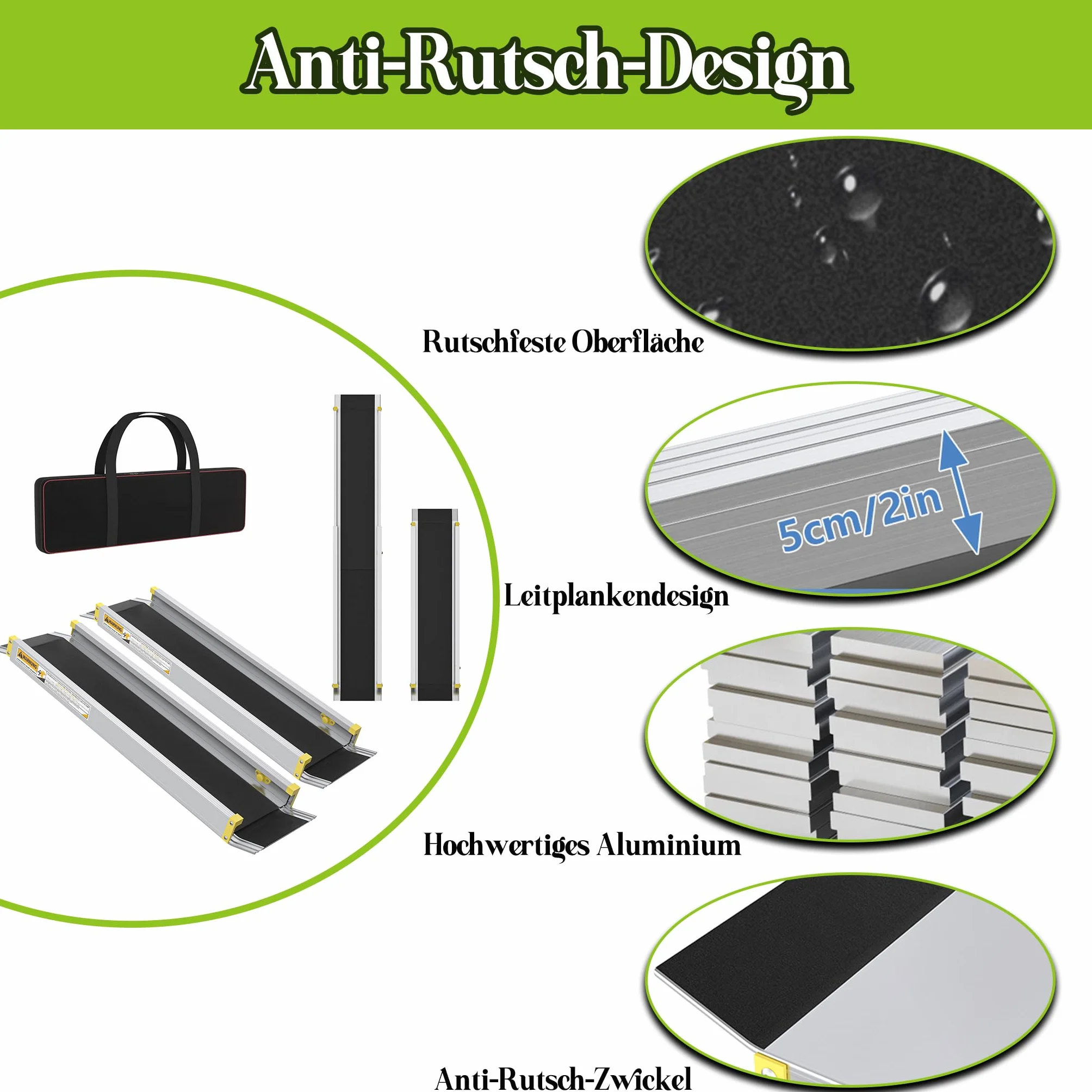 XMTECH Rampa najazdowa 107-183 cm, aluminiowa rampa teleskopowa z antypoślizgową okładziną i workiem do przechowywania, regulowana rampa załadunkowa o wadze 300 kg, na schody, przeszkody, do domu