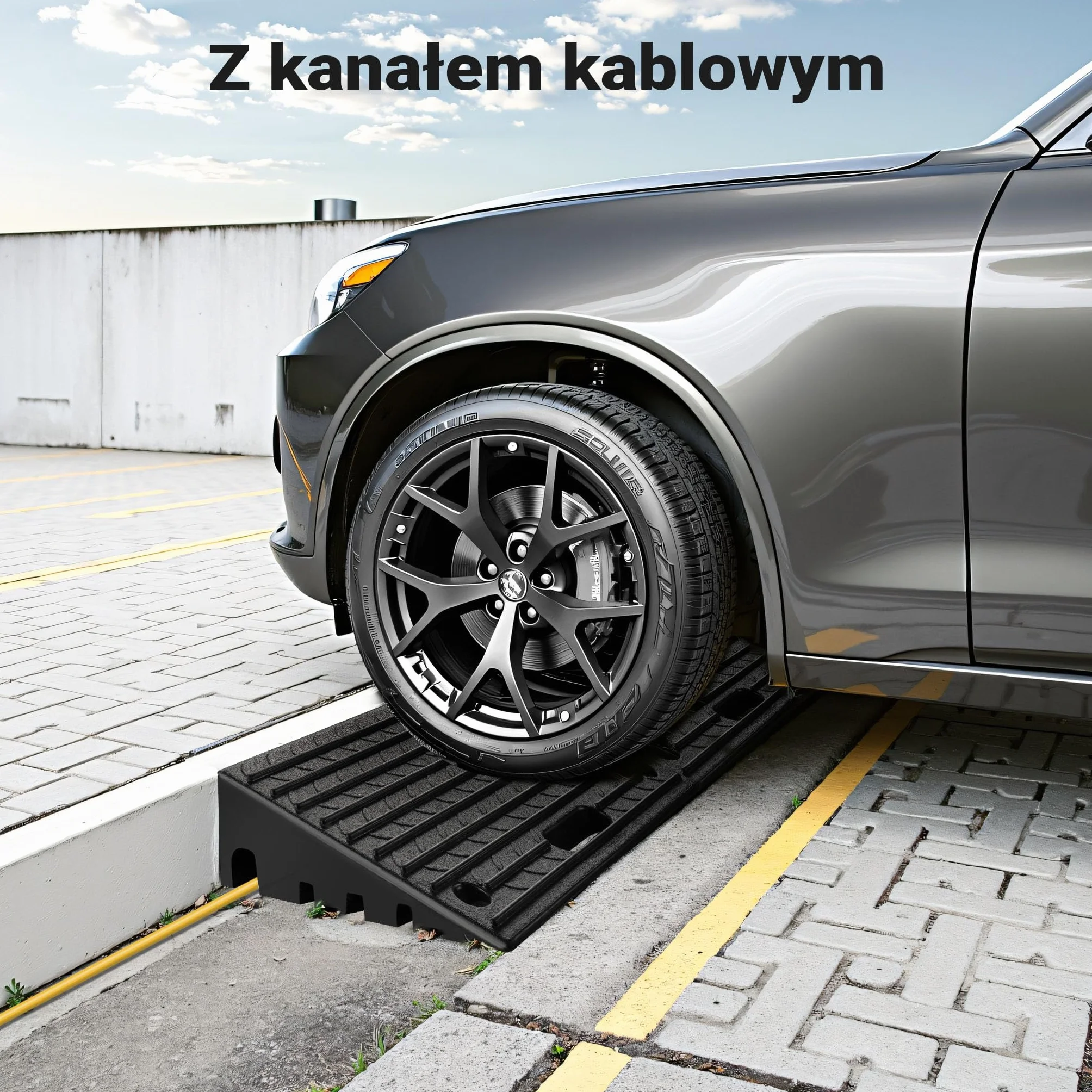 Wiltec Rampa krawężnikowa o wymiarach 500 x 315 x 107 mm do 50 t z gumy, modułowa rampa podjazdowa dla wózków inwalidzkich i samochodów