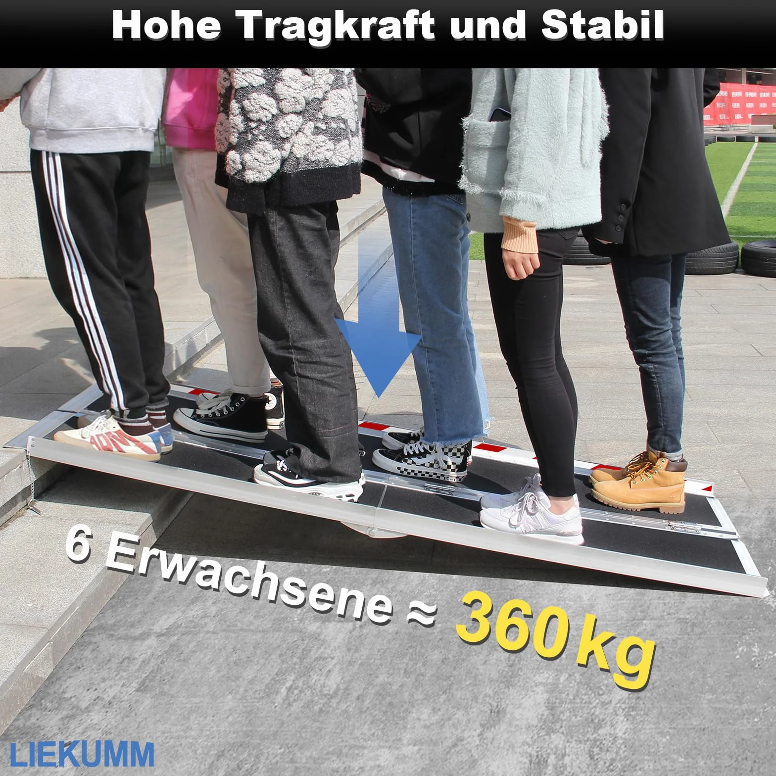 LIEKUMM 182,5 cm, antypoślizgowe, potrójnie składane rampy na wózki inwalidzkie do 300 kg, do progów drzwiowych, przenośne, aluminiowe rampy do wózków inwalidzkich i skuterów