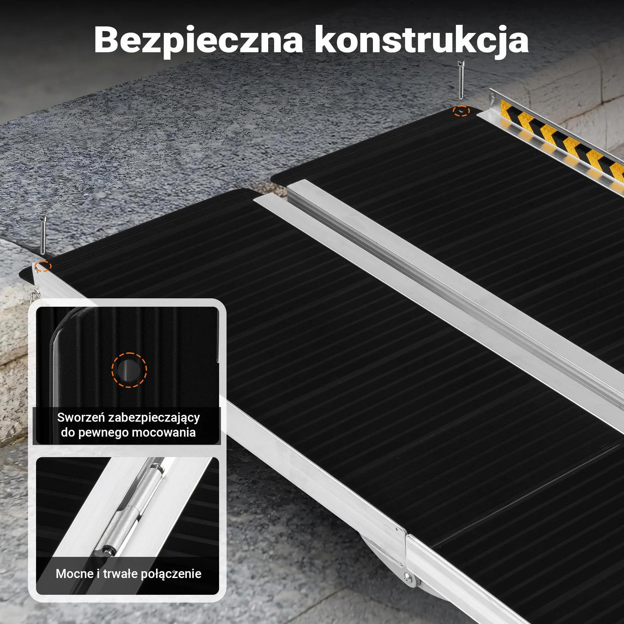 Wiltec Składana rampa najazdowa dla wózków inwalidzkich 244 cm, mobilna rampa podjazdowa do 270 kg, aluminiowa antypoślizgowa rampa załadunkowa