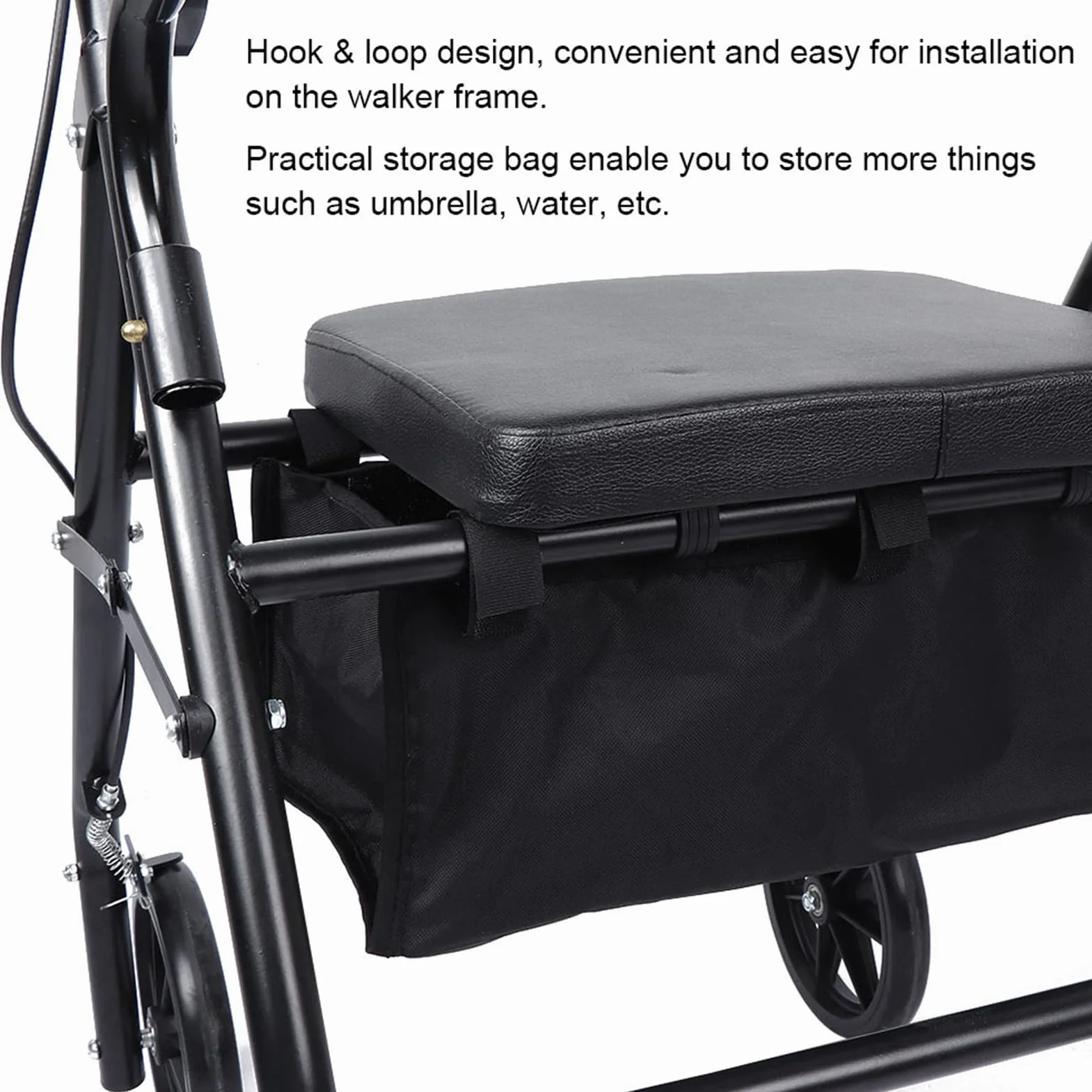 Torba na siedzisko, rollator, chodzik, akcesoria, materiałowy organizer, torba do przechowywania, duża regulowana torba do przenoszenia, kosz wielokrotnego użytku, wkładka do przenoszenia dla kobiet, mężczyzn, seniorów