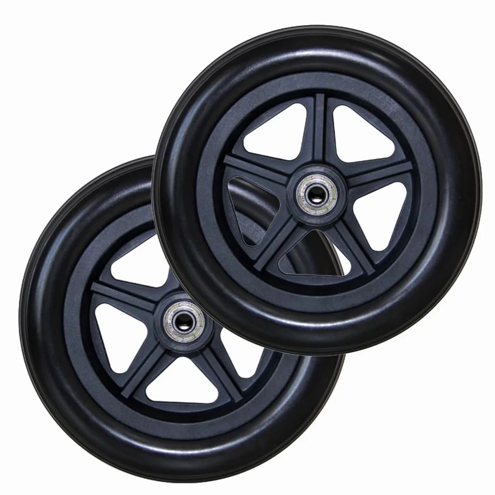 1 Pair 6/7/8 Wheelchair Front Wheel Replacement Parts, calowe Wear-Resistant Solid Casters, Nadaje się do Wózków Niepełnosprawnych dla Osób opon do Przednie Koła(Noir,6inch)