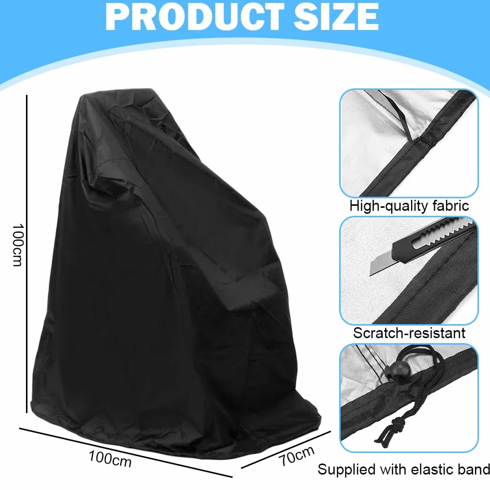 Wodoszczelny pokrowiec na wózek inwalidzki, 100 x 75 x 100 cm, pokrowiec ochronny na wózek inwalidzki, 210D Oxford, pyłoszczelna plandeka na kółkach, składana, odporna na deszcz osłona na wózki