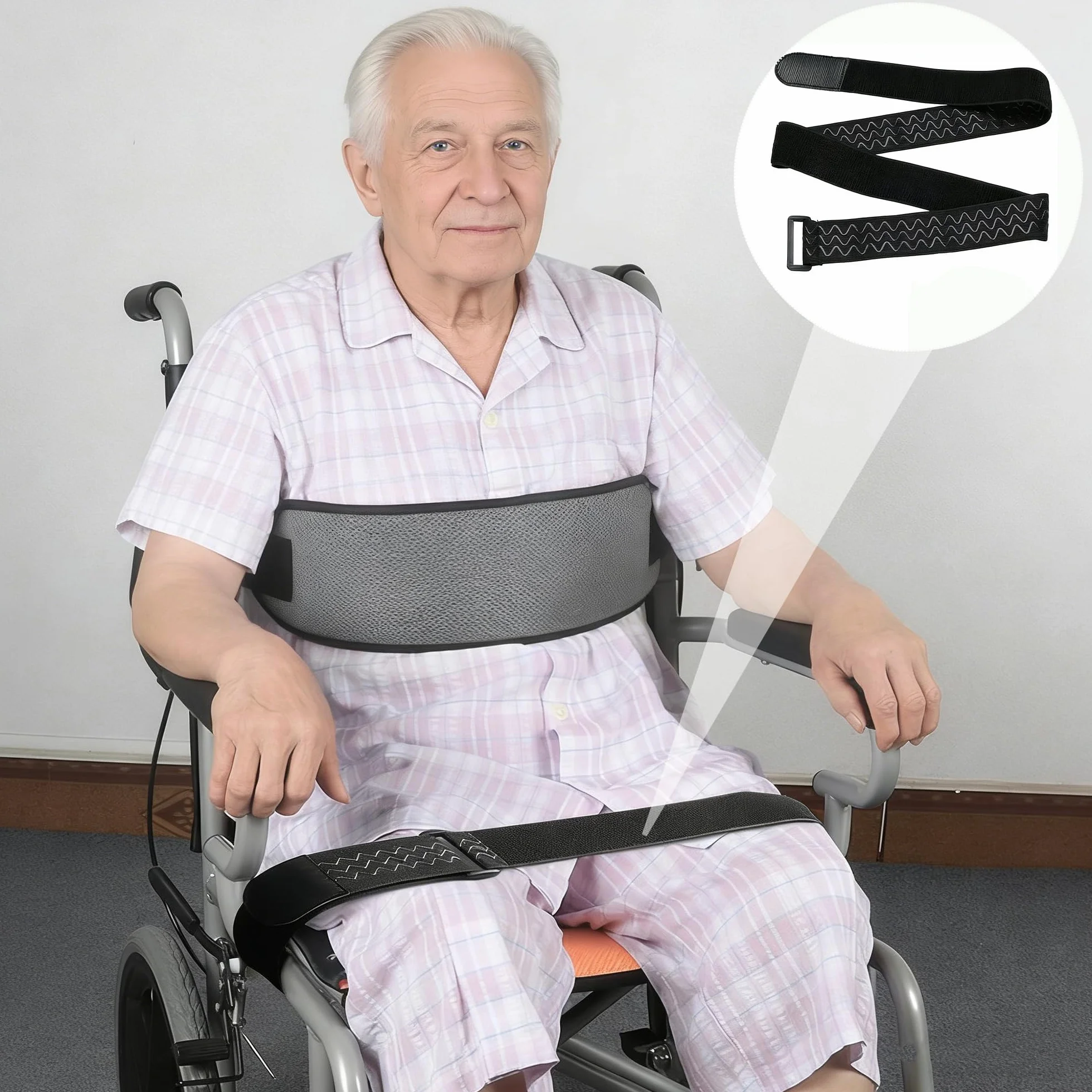 Pasek na nogi do wózka inwalidzkiego, regulowane paski do nóg i ud na wózku inwalidzkim do mocowania nóg osób na wózku inwalidzkim (czarny, styl 1)