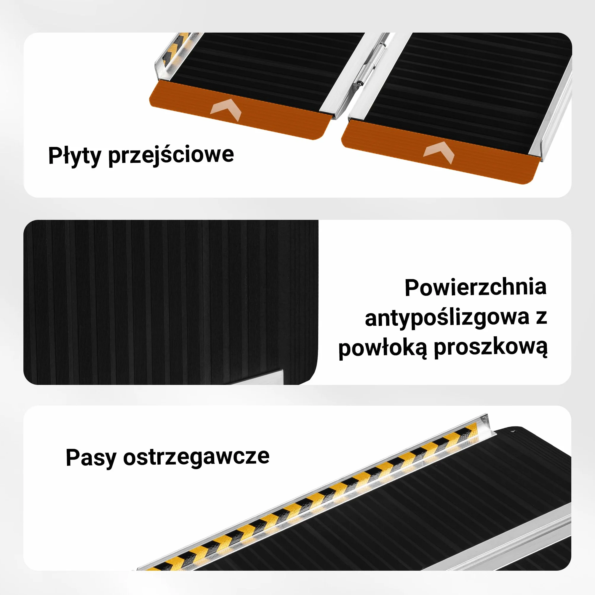Wiltec Składana rampa najazdowa dla wózków inwalidzkich 244 cm, mobilna rampa podjazdowa do 270 kg, aluminiowa antypoślizgowa rampa załadunkowa