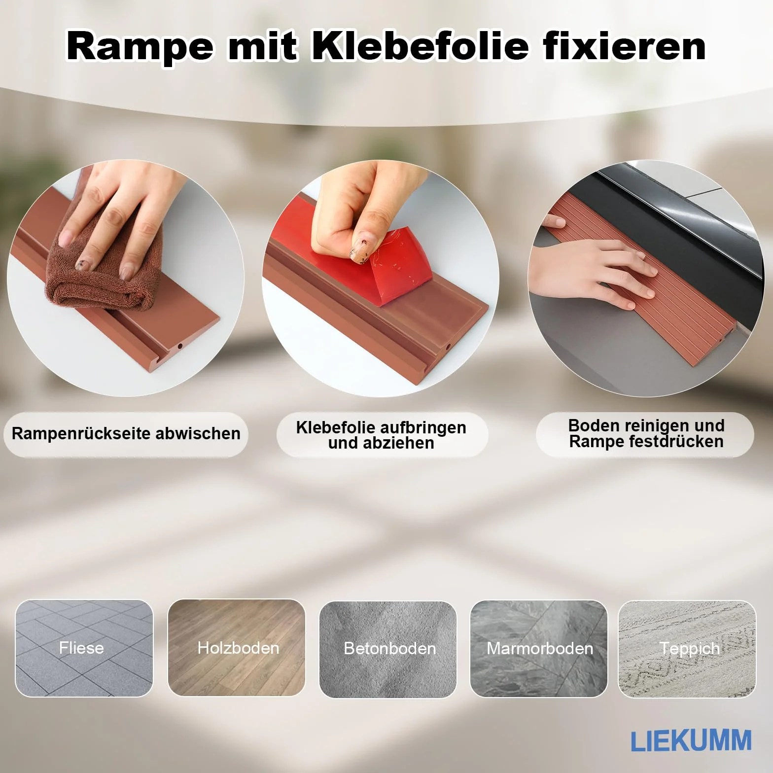 LIEKUMM Rampa PVC do wózków inwalidzkich o wysokości 2 cm, ładowność 800 kg, przenośna rampa progowa do schodów, rampa do wózka inwalidzkiego, wózka dziecięcego, garażu, odkurzacza robota, brązowa