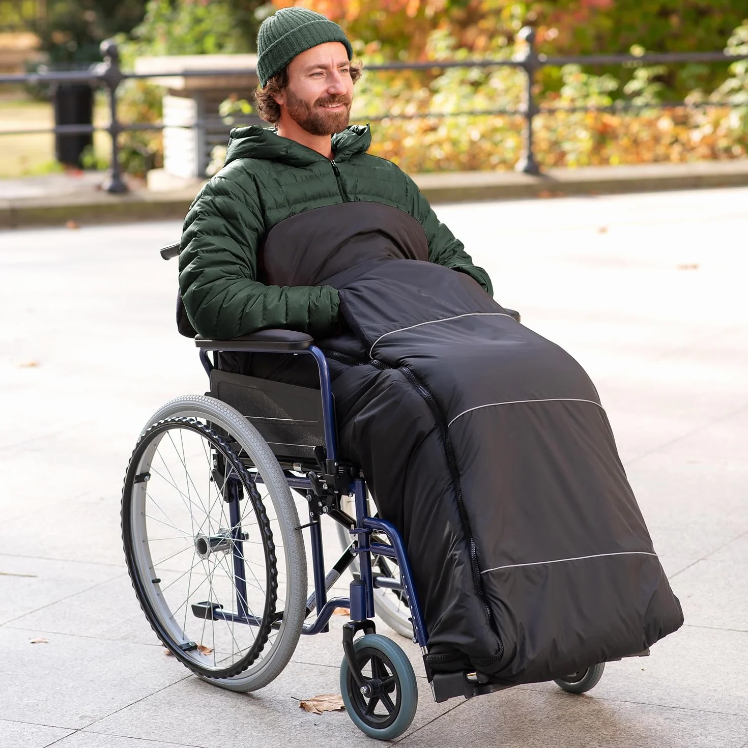 novely® OWEN śpiworek na nogi wózek inwalidzki miękki polar śpiwór na wózek inwalidzki dla dorosłych śpiwór termiczny na stopy zimowy kolor: 01 czarny