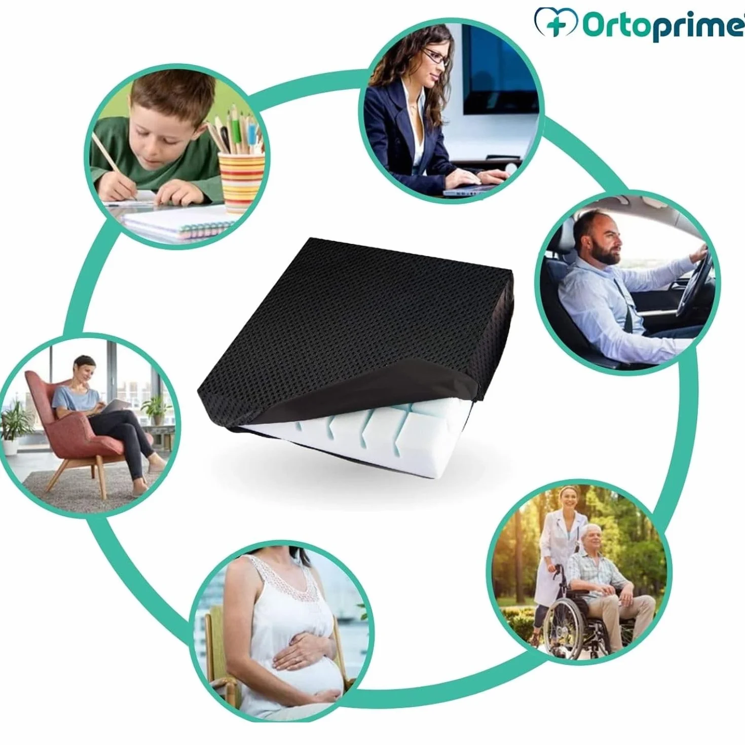 OrtoPrime Poduszka przeciwzmarszczkowa z pianki - zapobieganie i leczenie odleżyn w Coxis - Poduszka Postural na wózki inwalidzkie, biuro, samochód i dom - ortopedyczne siedzisko