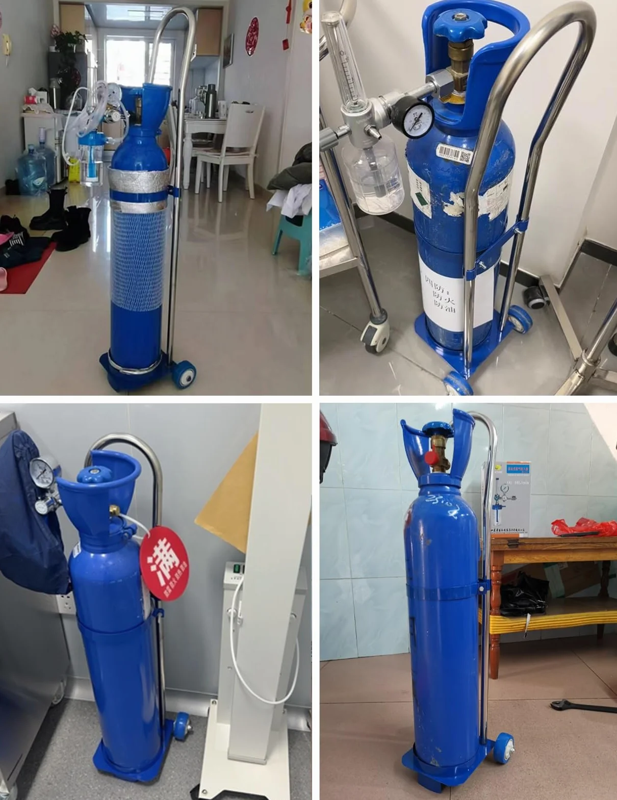 Stojak na Butle Tlenowe Uchwyt na Butlę z Tlenem z Kółkami, Mobilny Stały Stojak na Butlę z Gazem, Wózek na Butlę z Tlenem do Transportu, na Butlę z Gazem 10/15/20L(H-80cm(31 1/2"))