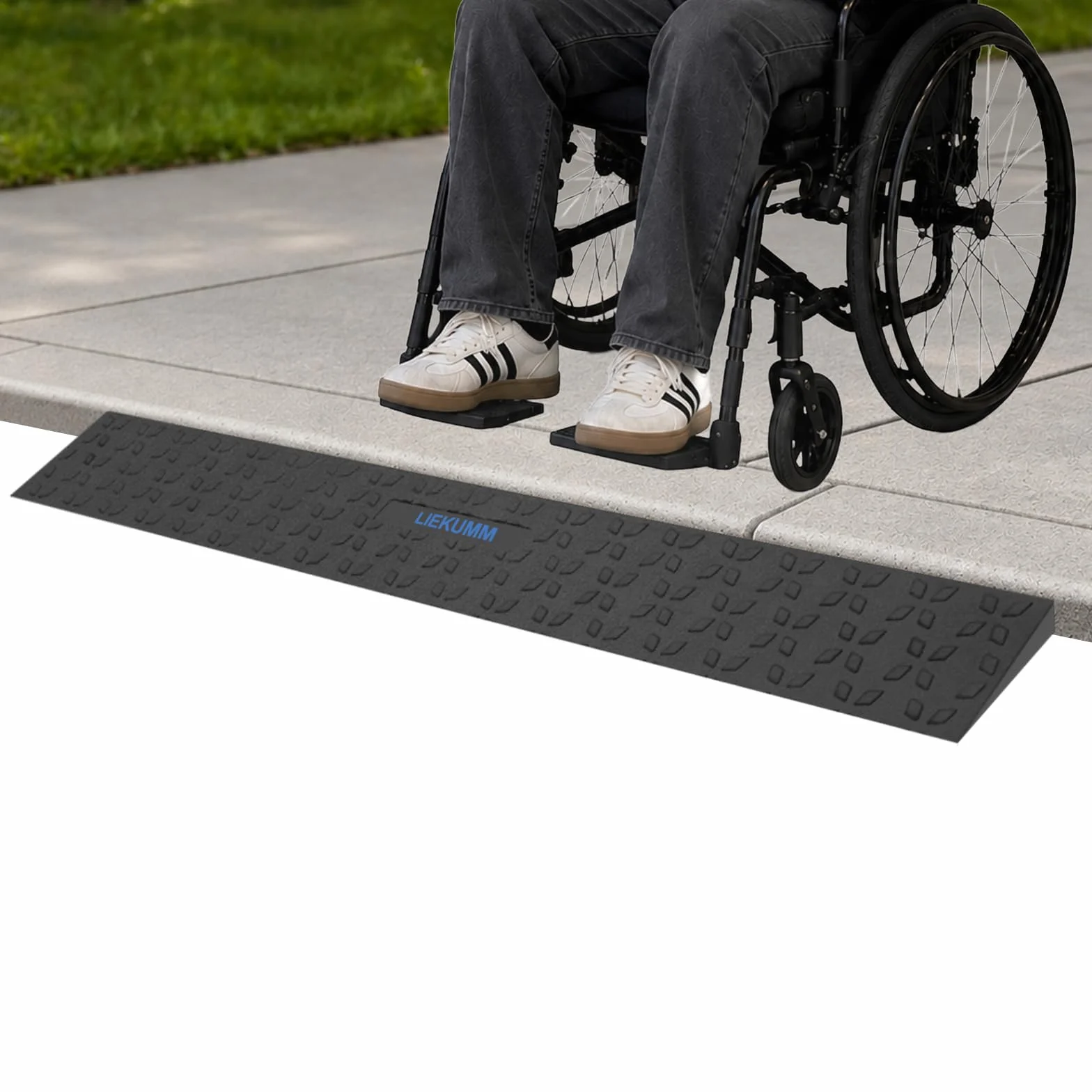 LIEKUMM Gumowa rampa progowa inwalidzkich wózek, nośność 680 kg, szer. 89 cm, wysokość 2 cm, skuterów elektrycznych