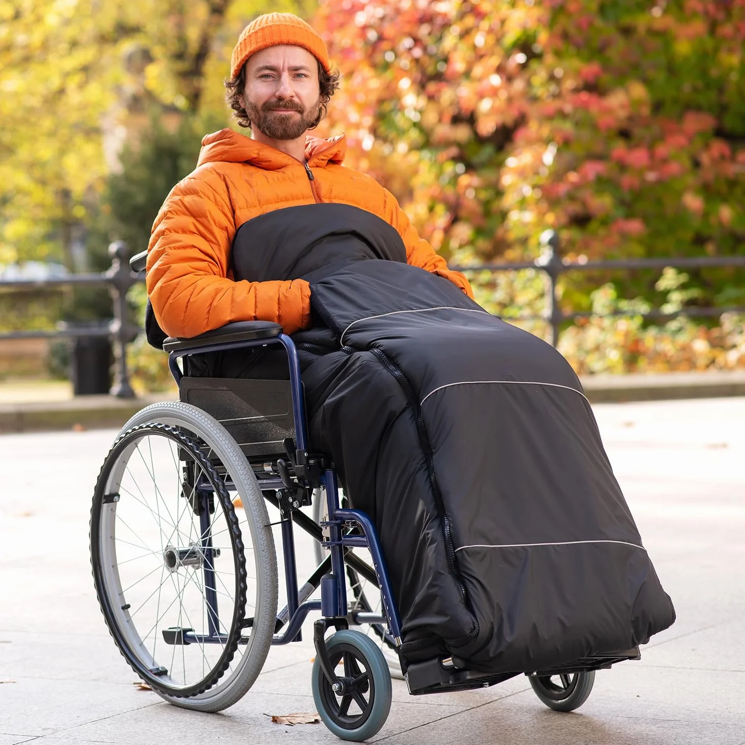 novely® OWEN śpiworek na nogi wózek inwalidzki miękki polar śpiwór na wózek inwalidzki dla dorosłych śpiwór termiczny na stopy zimowy kolor: 01 czarny