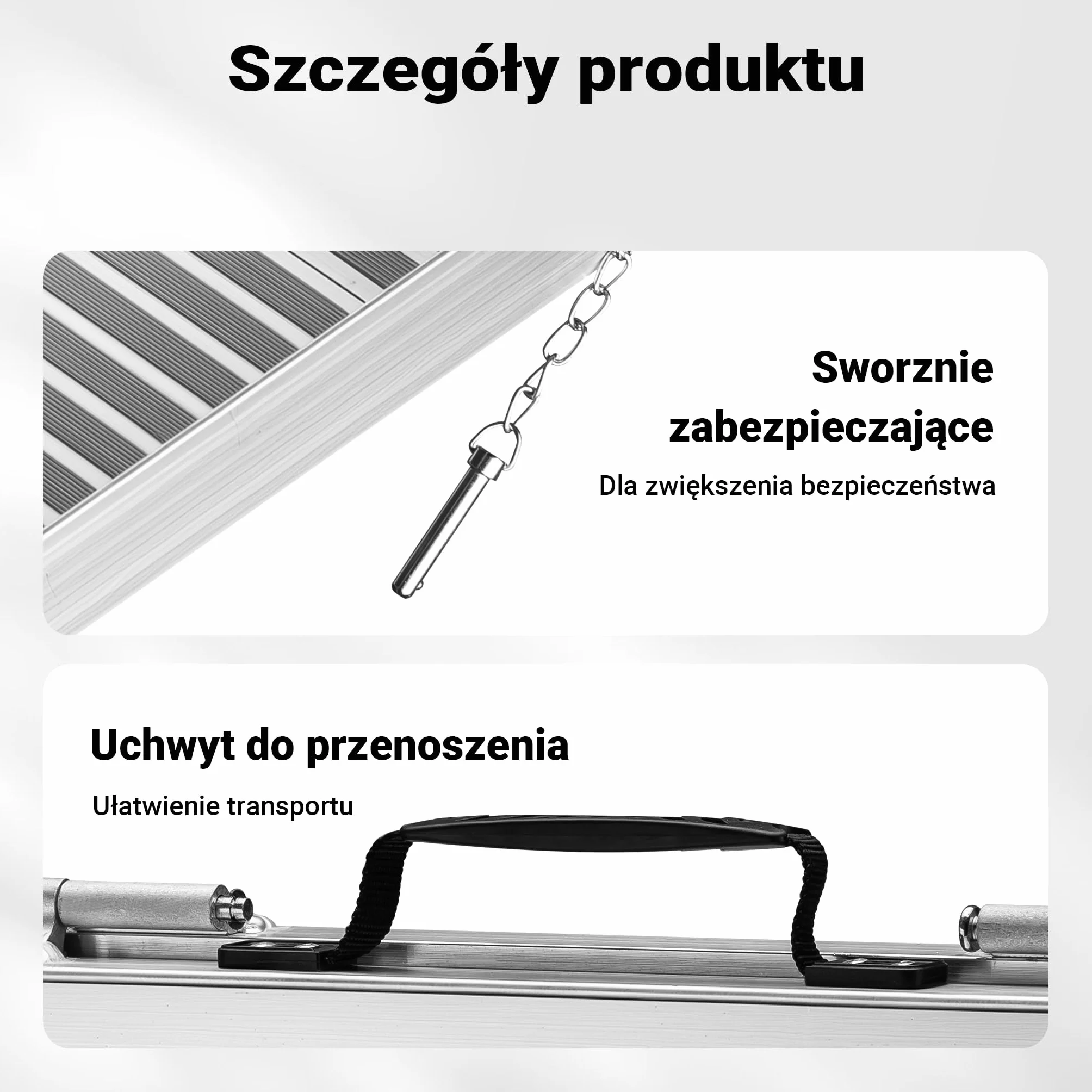 Rampa dla wózków inwalidzkich z aluminium, składana, 62 cm, maks. do 270 kg