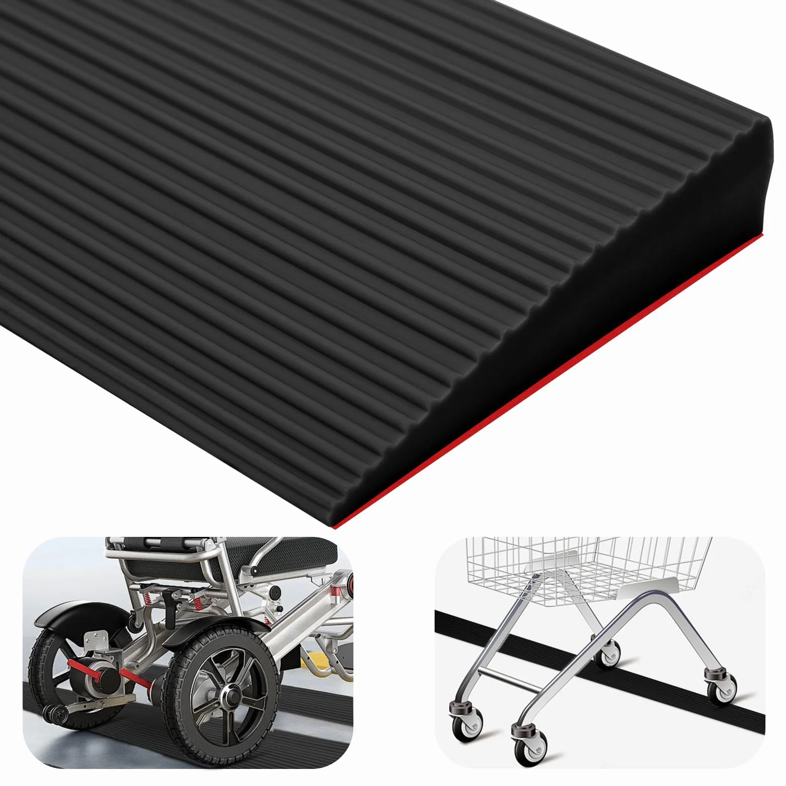 Rampa progowa do drzwi, 200 x 8 x 2 cm, rampa dla wózków inwalidzkich, z PCW, antypoślizgowa powierzchnia, gumowa rampa najazdowa do wózków inwalidzkich, wózków dziecięcych, chodzików lub skuterów