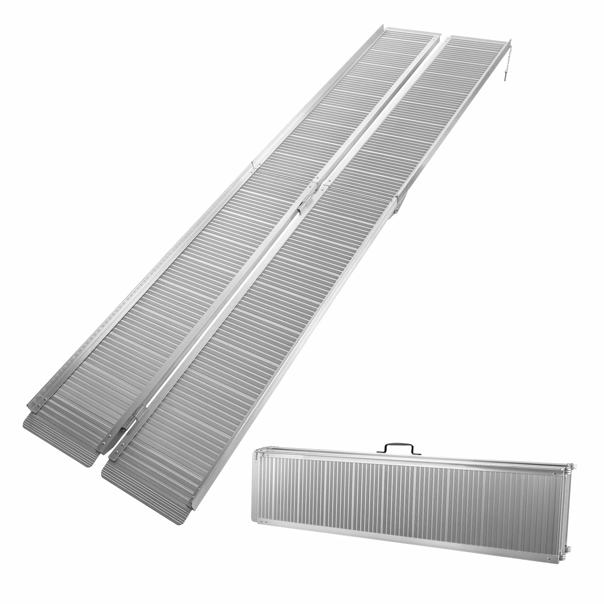 Wiltec Składana rampa najazdowa dla wózków inwalidzkich 303 cm, mobilna rampa podjazdowa do 270 kg, aluminiowa profilowana rampa załadunkowa