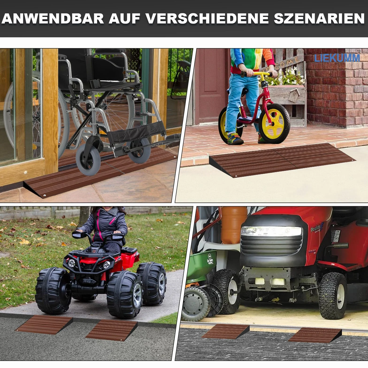 LIEKUMM Aluminiowa rampa progowa o wysokości 5 cm, nośność 2000 kg, rampa dla wózków inwalidzkich do krawężników, schodów, skuterów, wózków dziecięcych, zdejmowana rampa progowa do użytku wewnątrz i