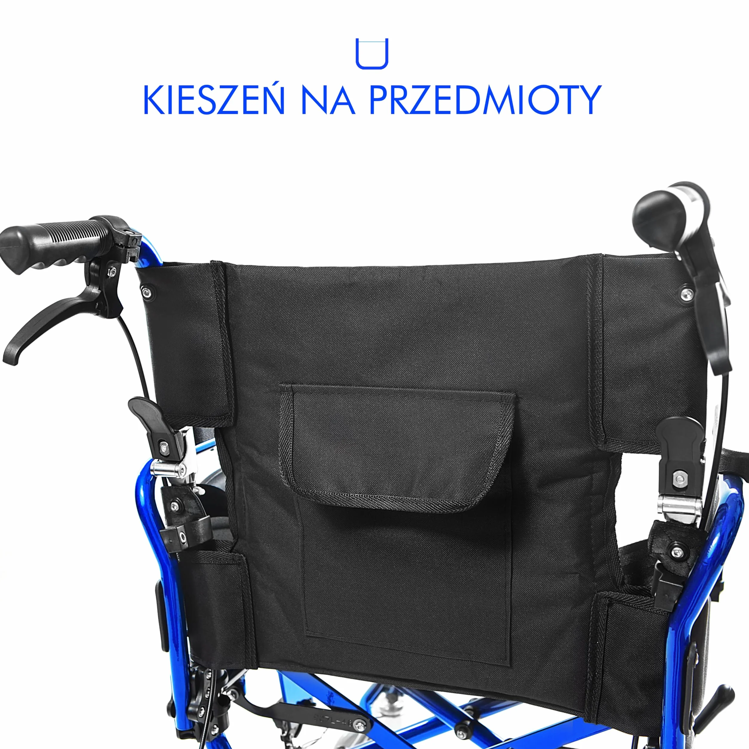 AIESI® Wózek Inwalidzki aluminium superlekki składany transportowy z hamulcem dla osób niepełnosprawnych i starszych AGILA TRANSIT, Podwójny układ hamulcowy, Pas bezpieczeństwa, Gwarancja 24 miesiące