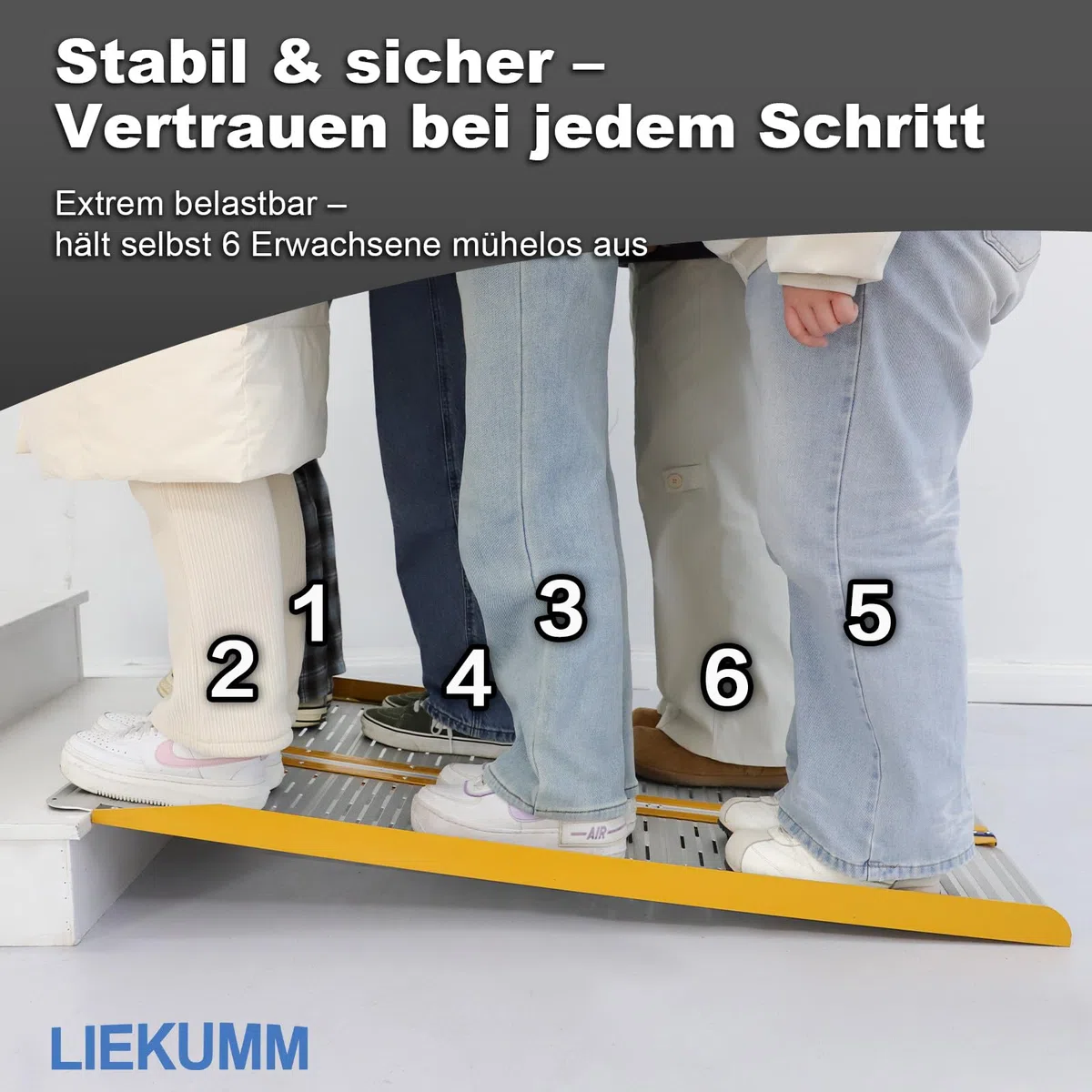 LIEKUMM Rampa dla wózków inwalidzkich 121 x 73 cm, składana, do 300 kg, aluminiowa rampa progowa na stopnie, progi, schody, przeszkody